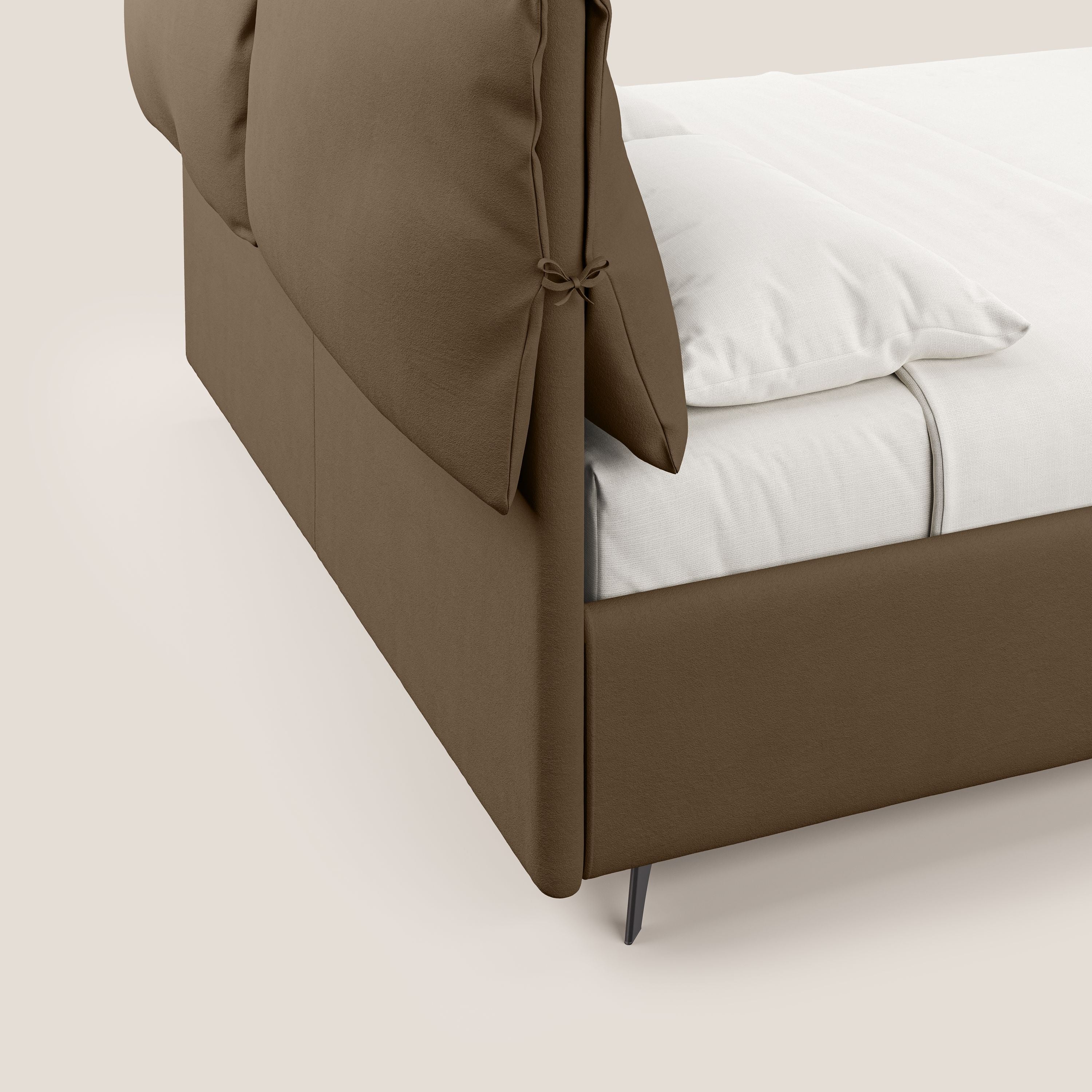 Susan letto imbottito contenitore completamente sfoderabile in microfibra smacchiabile T11 marrone - divani.store