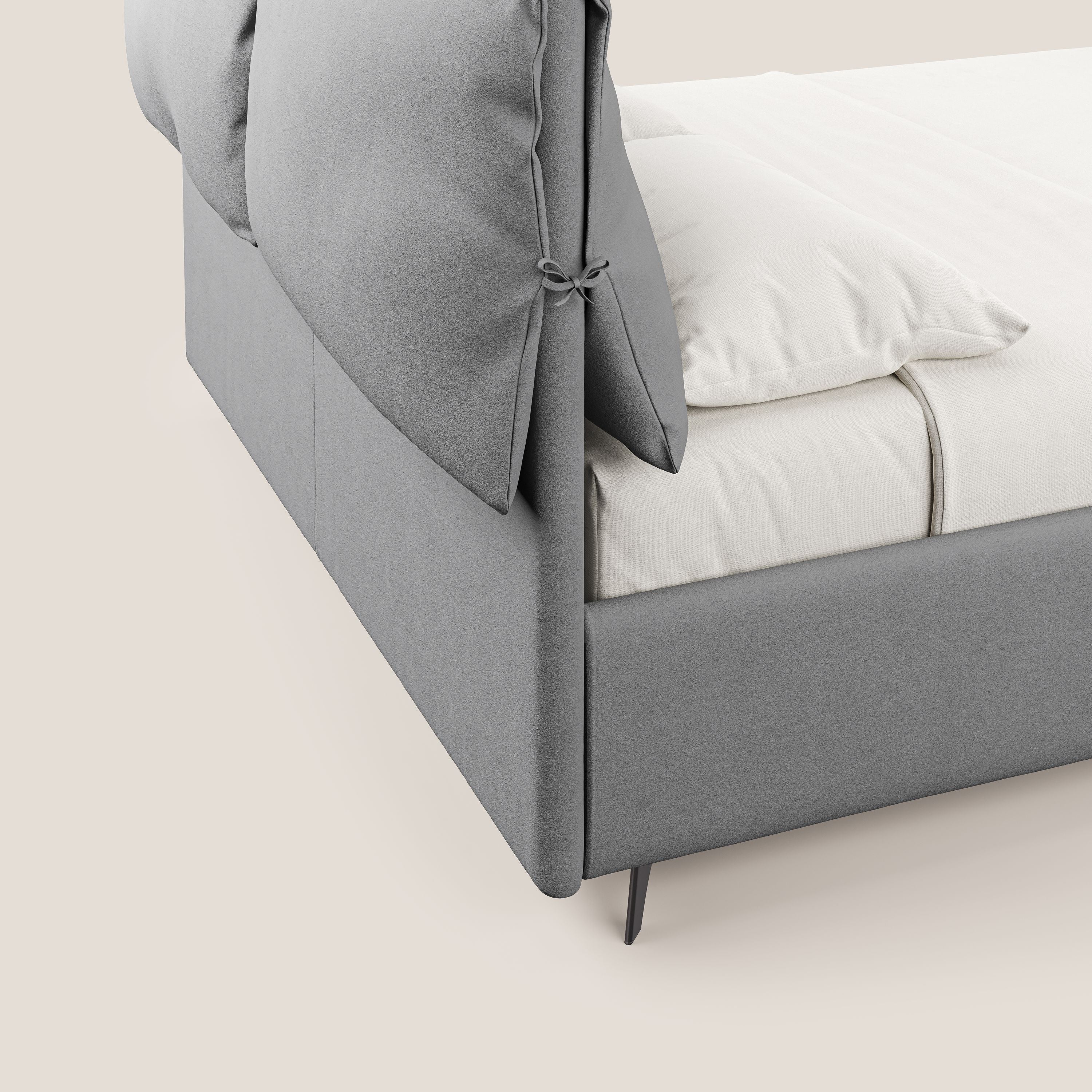 Susan letto imbottito contenitore completamente sfoderabile in microfibra smacchiabile T11 grigio - divani.store