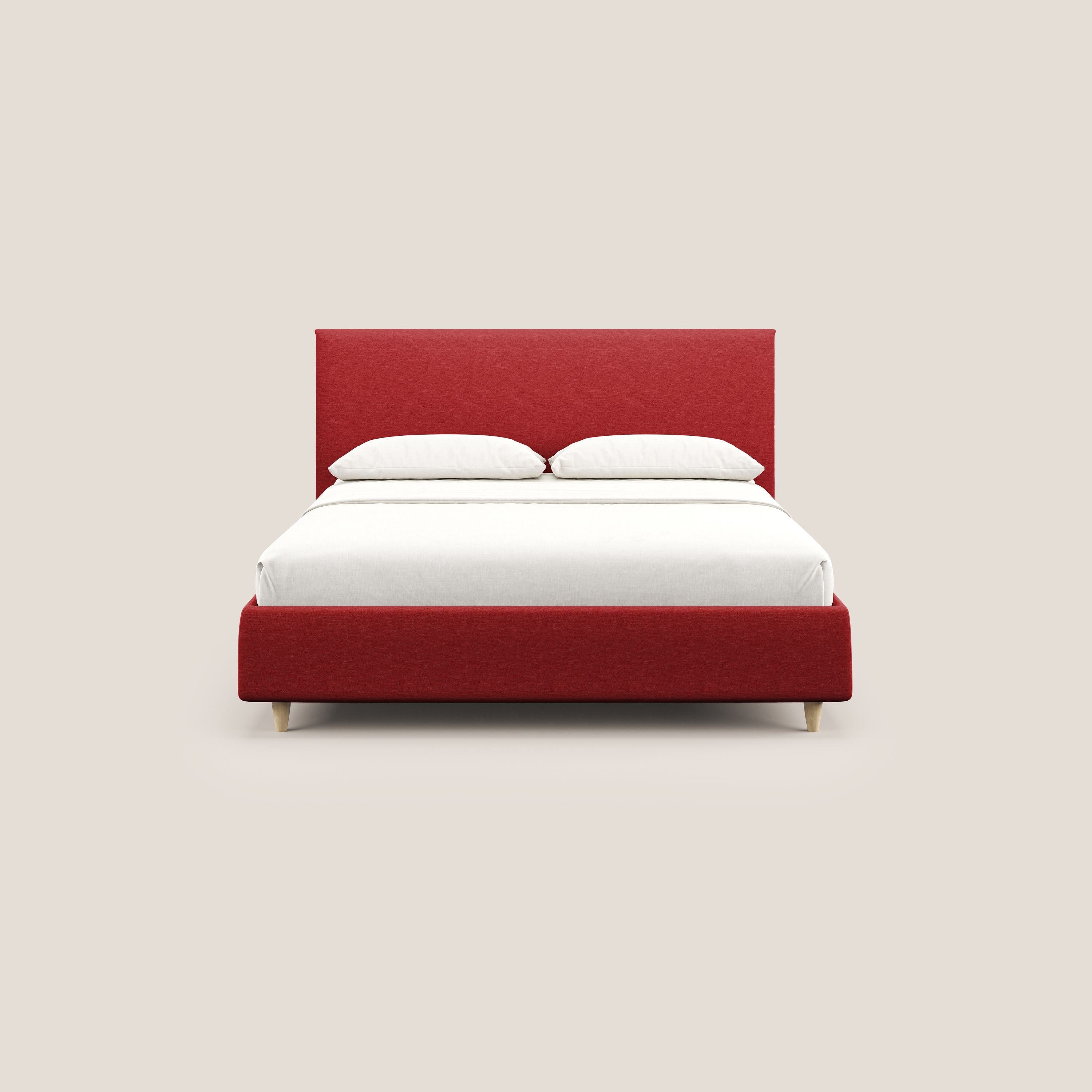 Teresa letto contenitore e sfoderabile in tessuto misto cotone impermeabile T13 rosso - divani.store