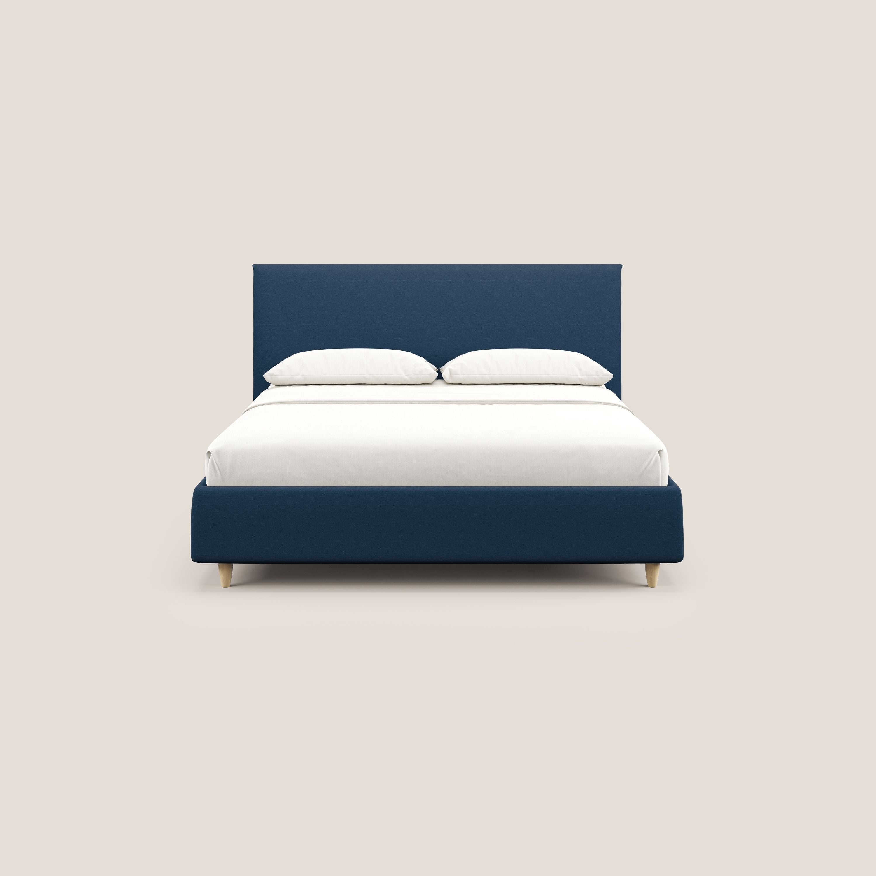 Teresa letto contenitore e sfoderabile in tessuto misto cotone impermeabile T13 blu - divani.store