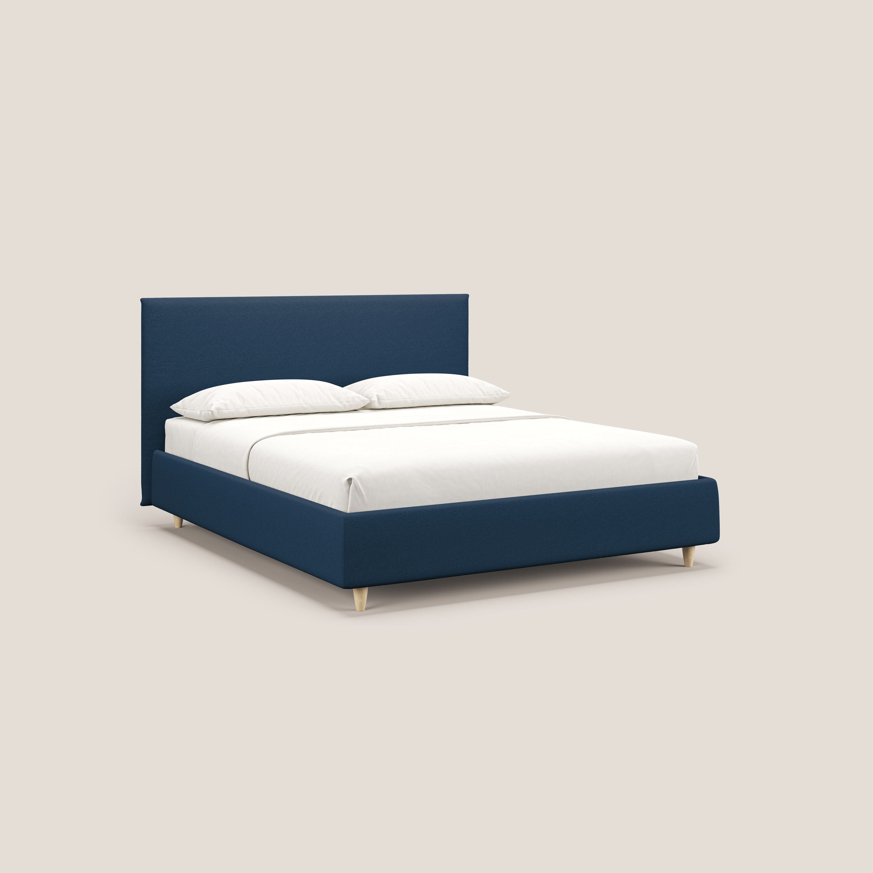 Teresa letto contenitore e sfoderabile in tessuto misto cotone impermeabile T13 blu - divani.store