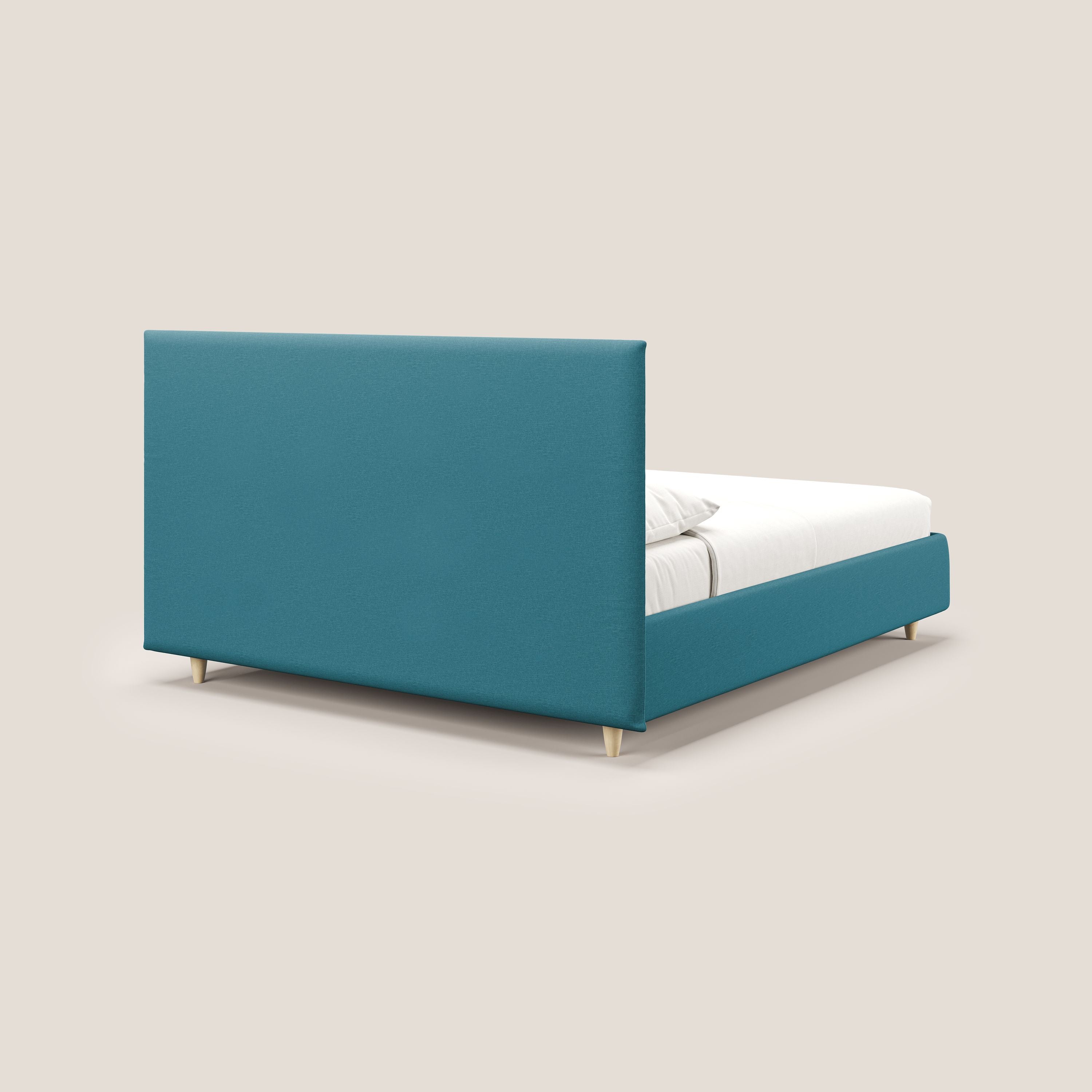Teresa letto contenitore e sfoderabile in tessuto misto cotone impermeabile T13 azzurro - divani.store