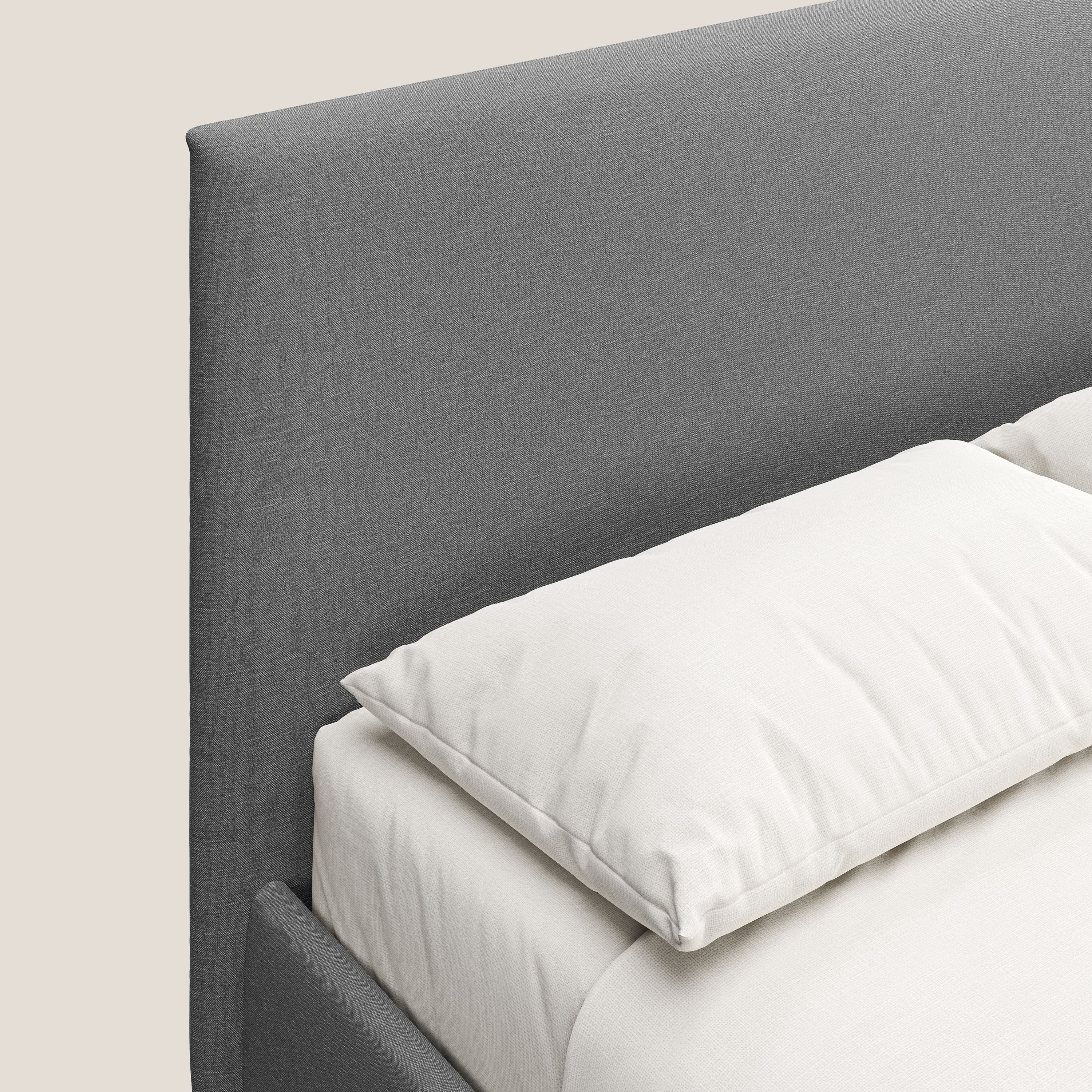 Teresa letto contenitore e sfoderabile in tessuto misto cotone impermeabile T13 grigio - divani.store