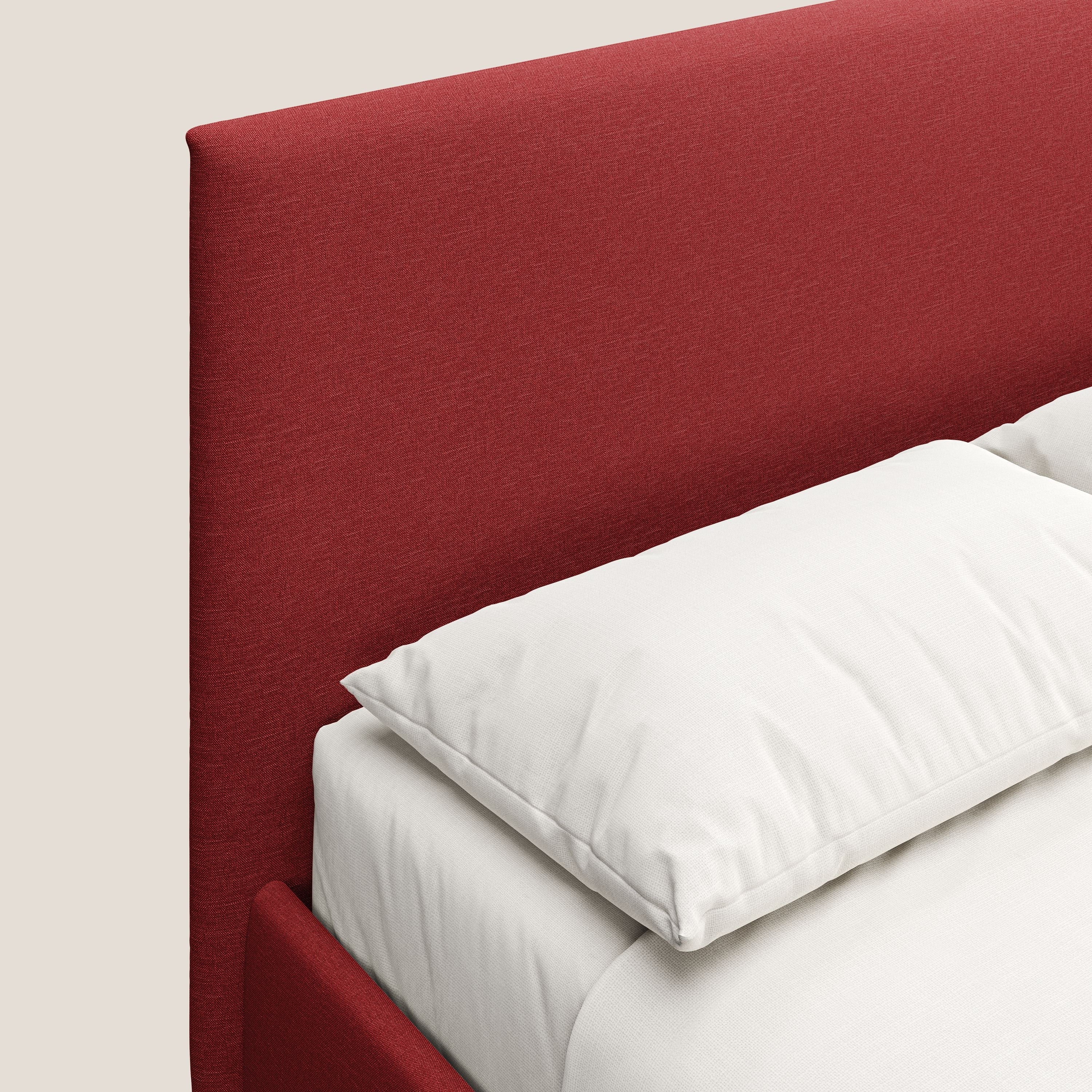 Teresa letto contenitore e sfoderabile in tessuto misto cotone impermeabile T13 rosso - divani.store