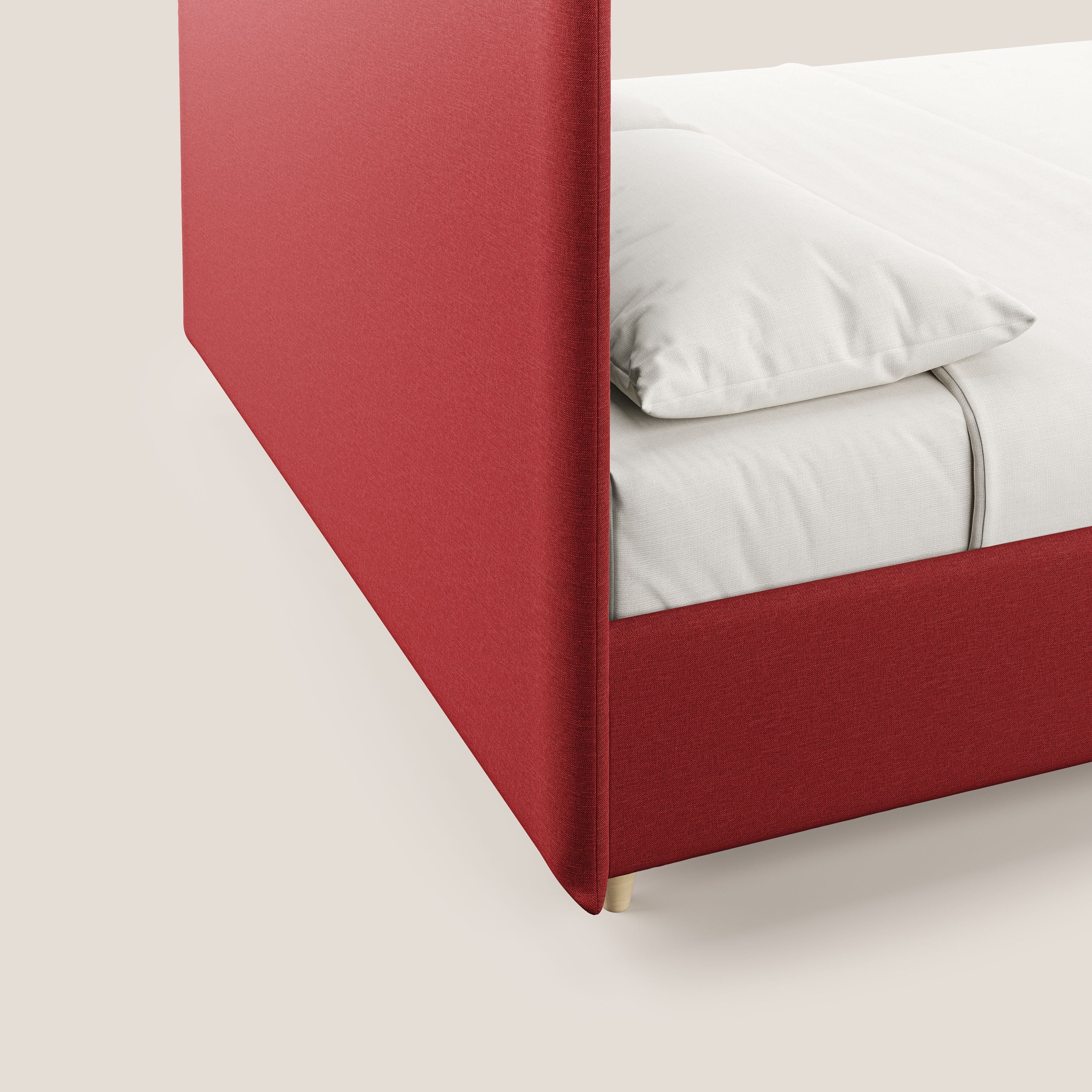Teresa letto contenitore e sfoderabile in tessuto misto cotone impermeabile T13 rosso - divani.store