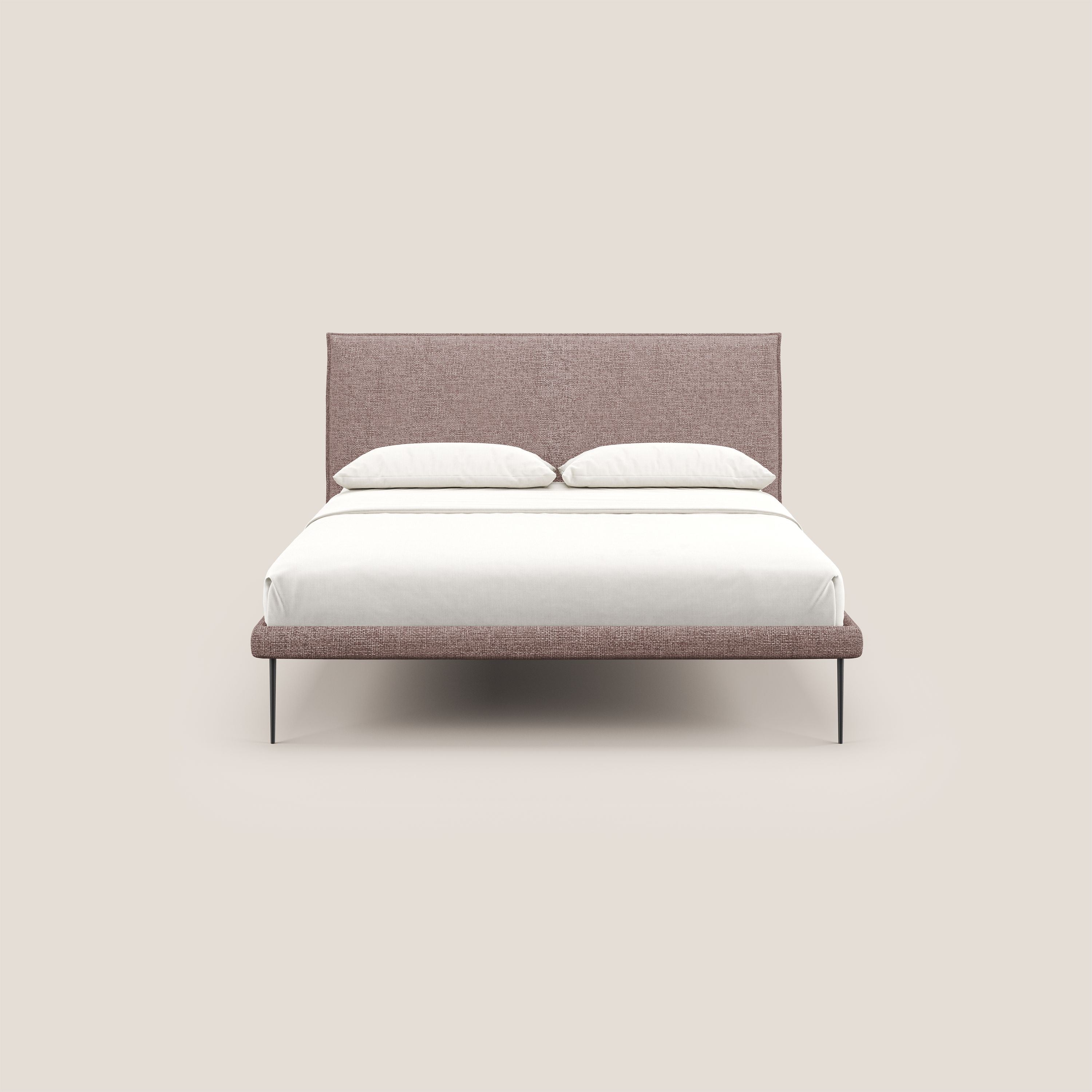 Theo letto imbottito moderno sfoderabile con piedi alti in metallo in tessuto impermeabile T10 rosa - divani.store