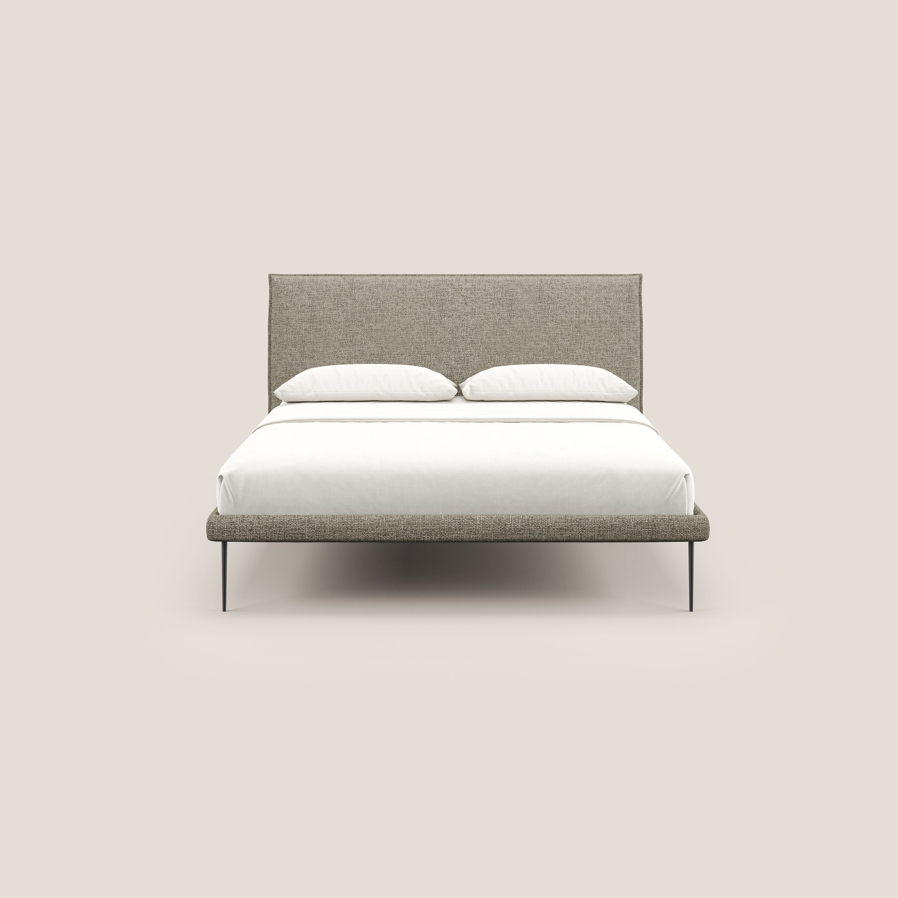 Theo letto imbottito moderno sfoderabile con piedi alti in metallo in tessuto impermeabile T10 tortora - divani.store