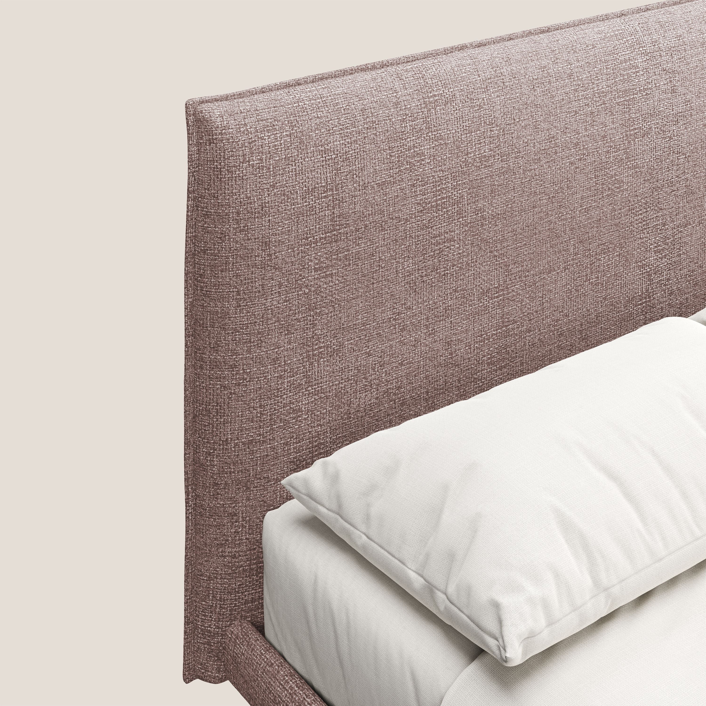 Theo letto imbottito moderno sfoderabile con piedi alti in metallo in tessuto impermeabile T10 rosa - divani.store