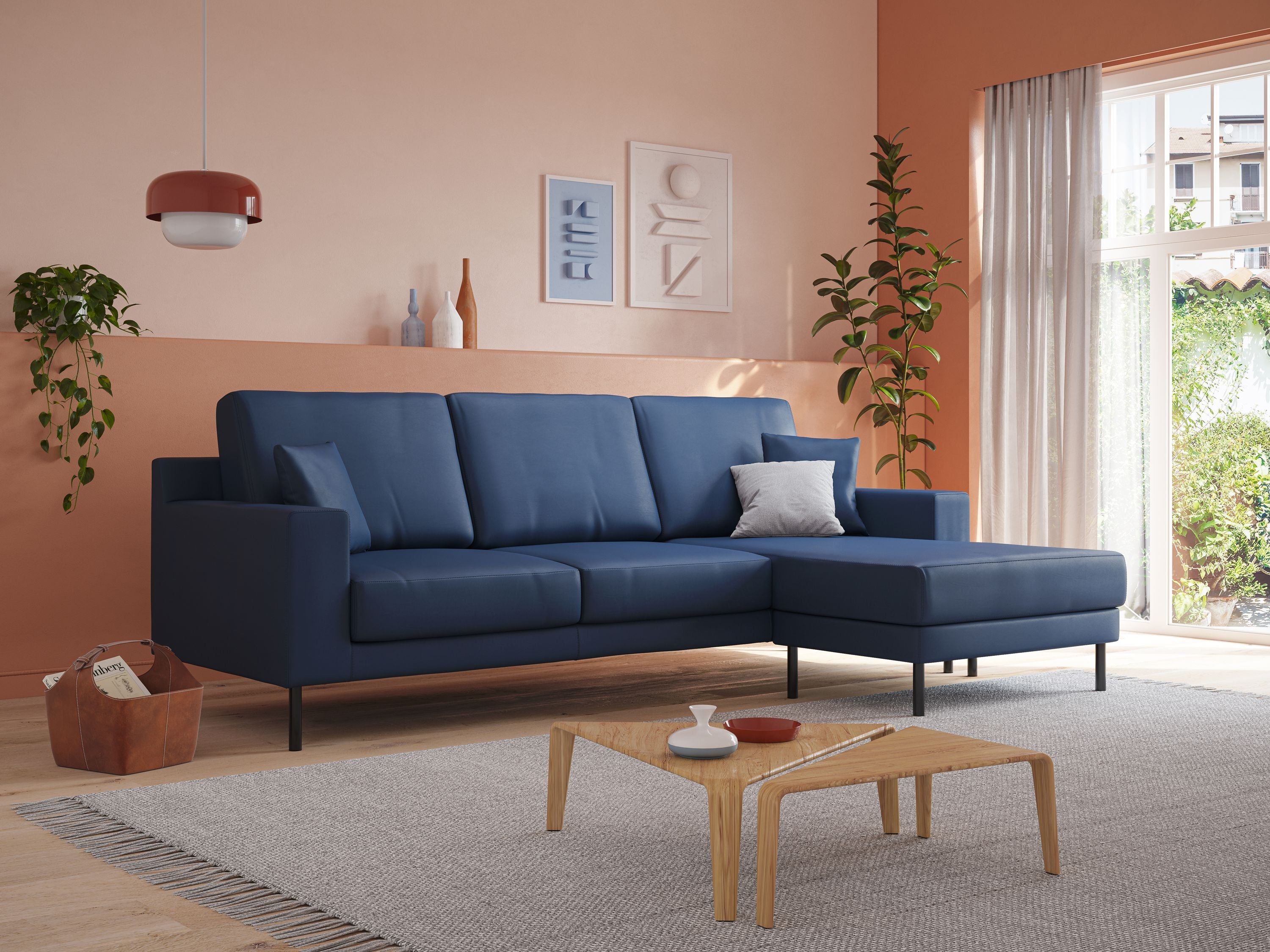 Uranio divano angolare moderno REVERSIBILE in Ecopelle impermeabile T04 verde - divani.store