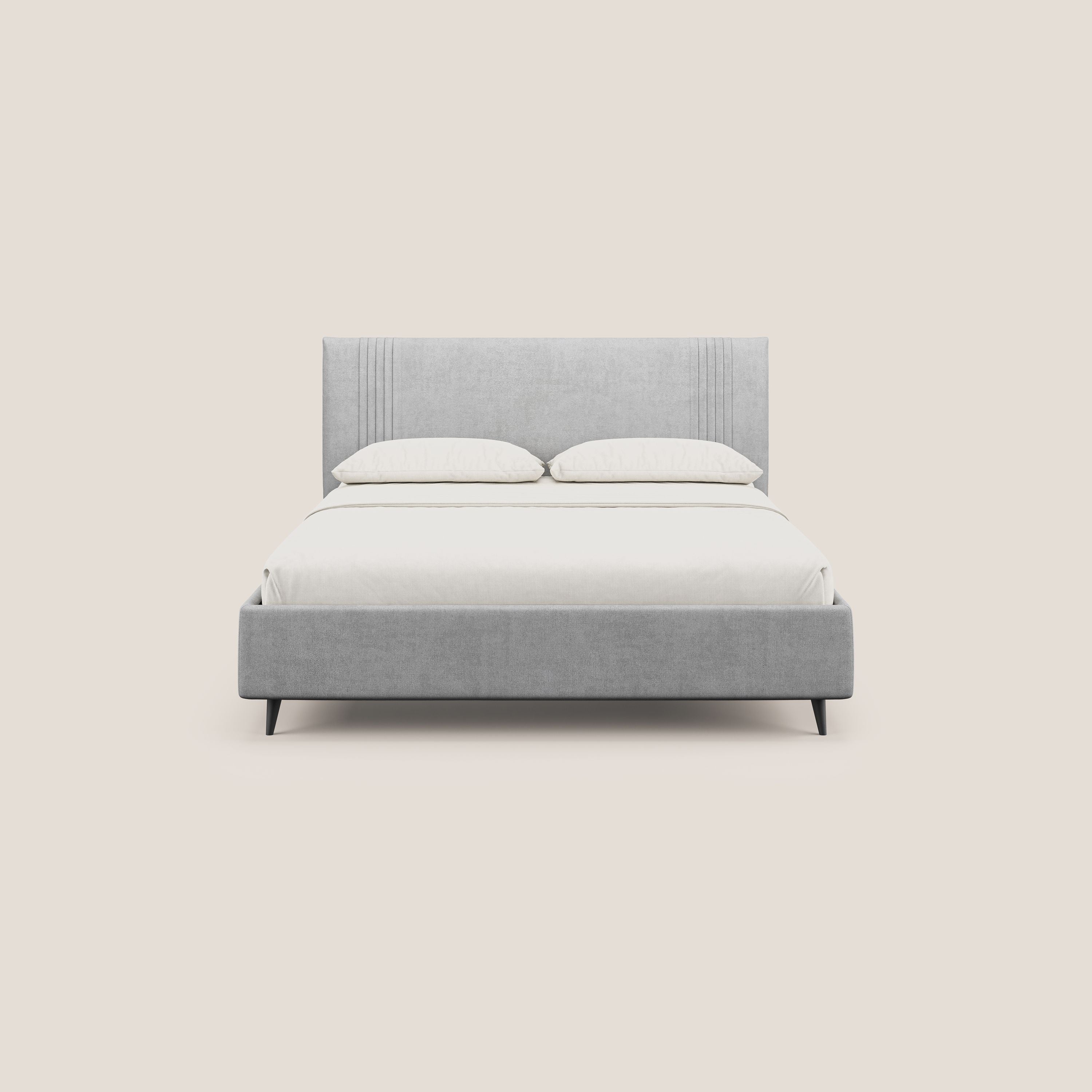 Yvonne letto contenitore in morbido tessuto impermeabile T02 grigio chiaro - divani.store