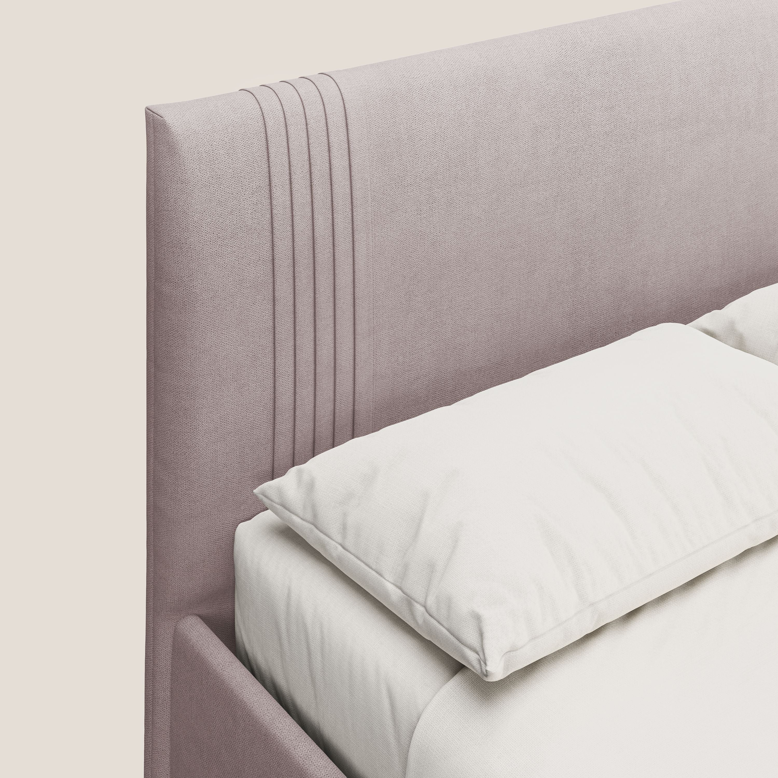 Yvonne letto contenitore in morbido tessuto impermeabile T02 rosa - divani.store