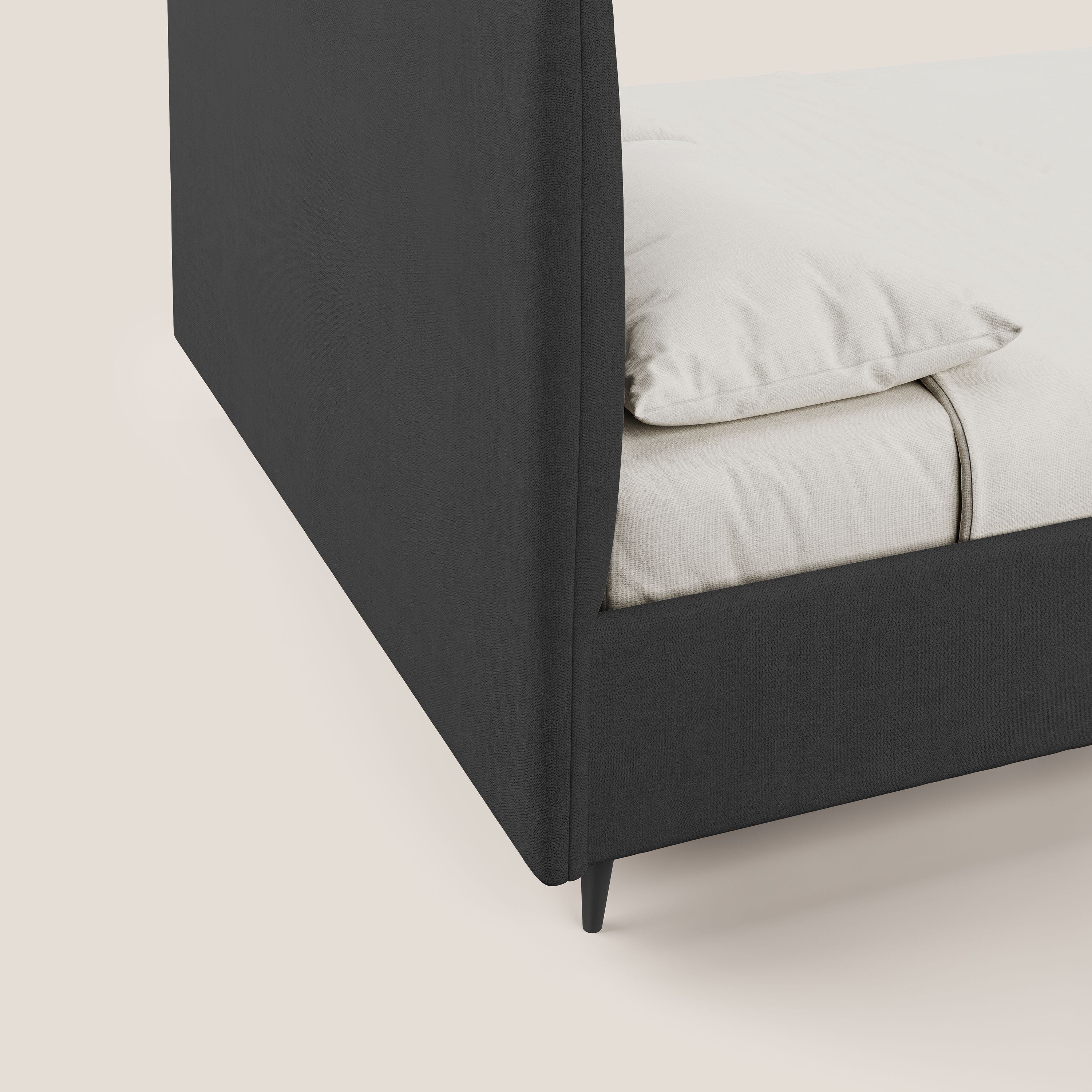 Yvonne letto contenitore in morbido tessuto impermeabile T02 nero - divani.store