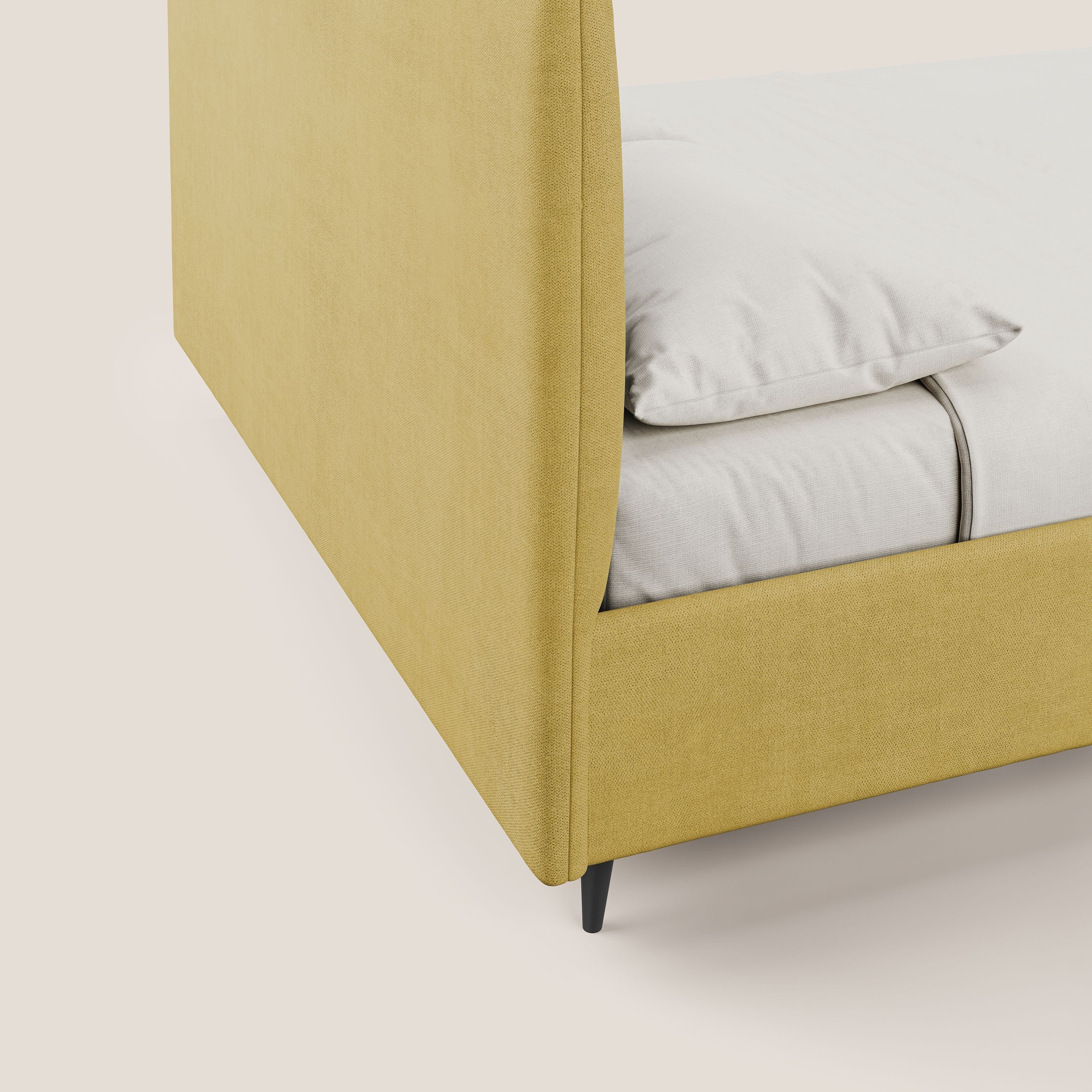 Yvonne letto contenitore in morbido tessuto impermeabile T02 giallo - divani.store