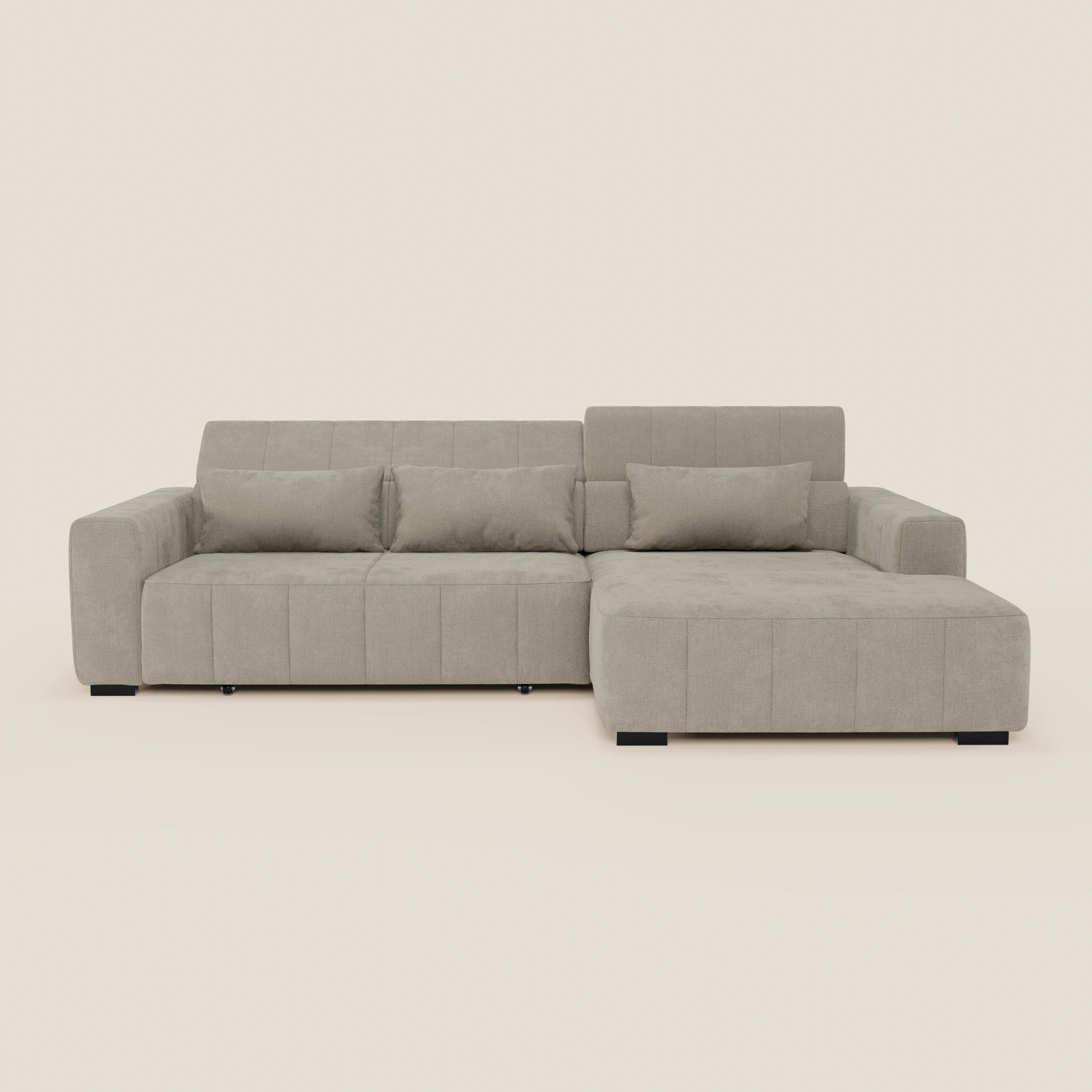 Doric Divano angolare con penisola e sedute allungabili con relax elettrico - poggiatesta reclinabili in tessuto smacchiabile T23 - divani.store