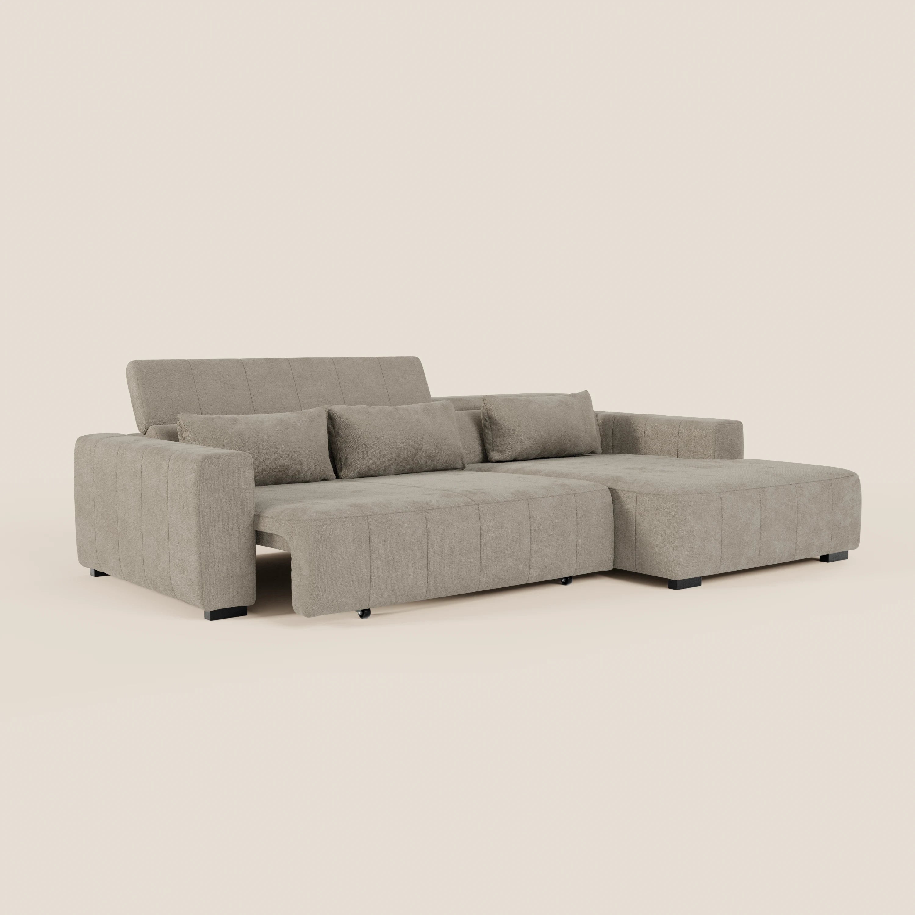 Doric Divano angolare con penisola e sedute allungabili con relax elettrico - poggiatesta reclinabili in tessuto smacchiabile T23 - divani.store