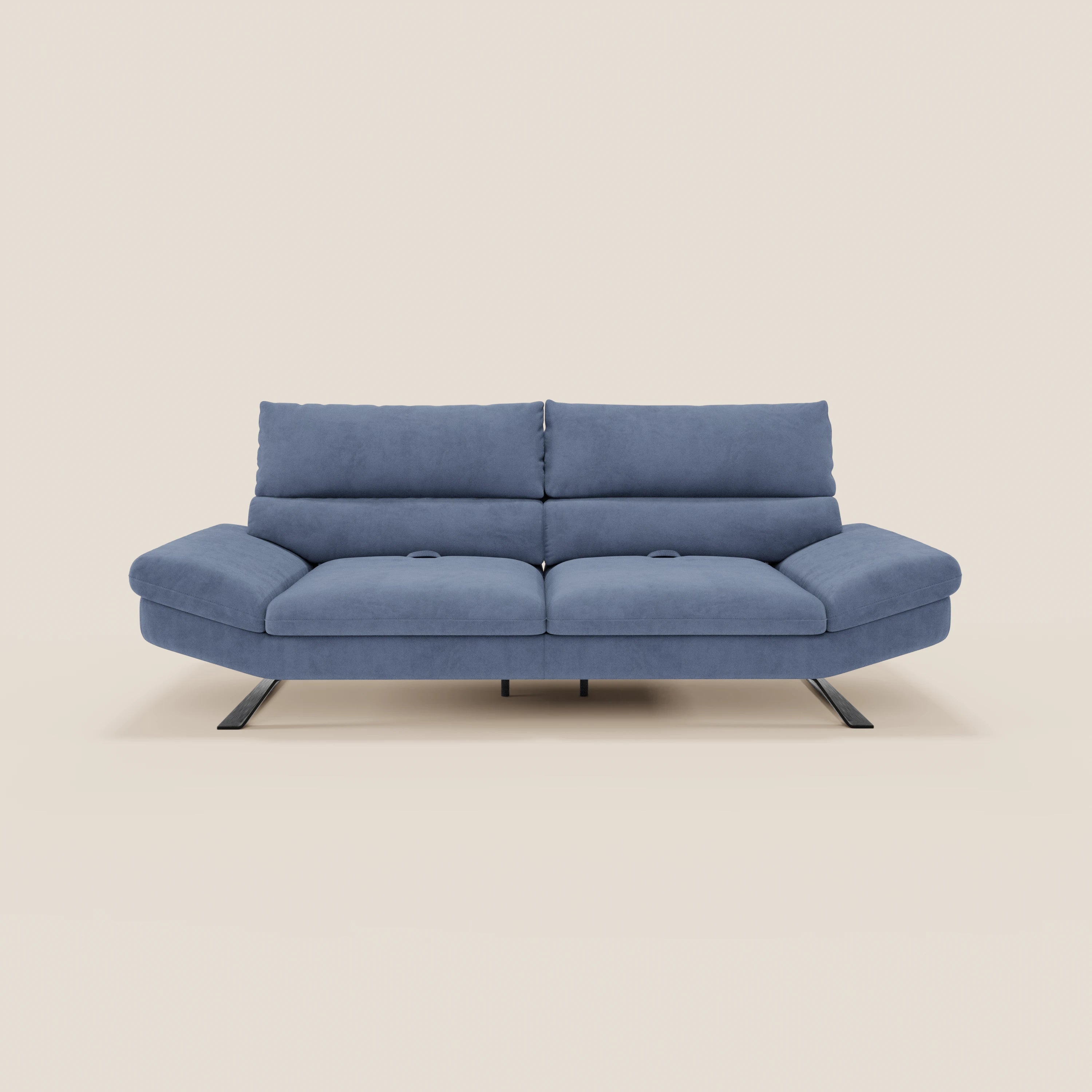 Eclipse Divano dal design moderno 2 e 3 posti con schienali traslanti - piedini alti in elegante microfibra smacchiabile T11 - divani.store