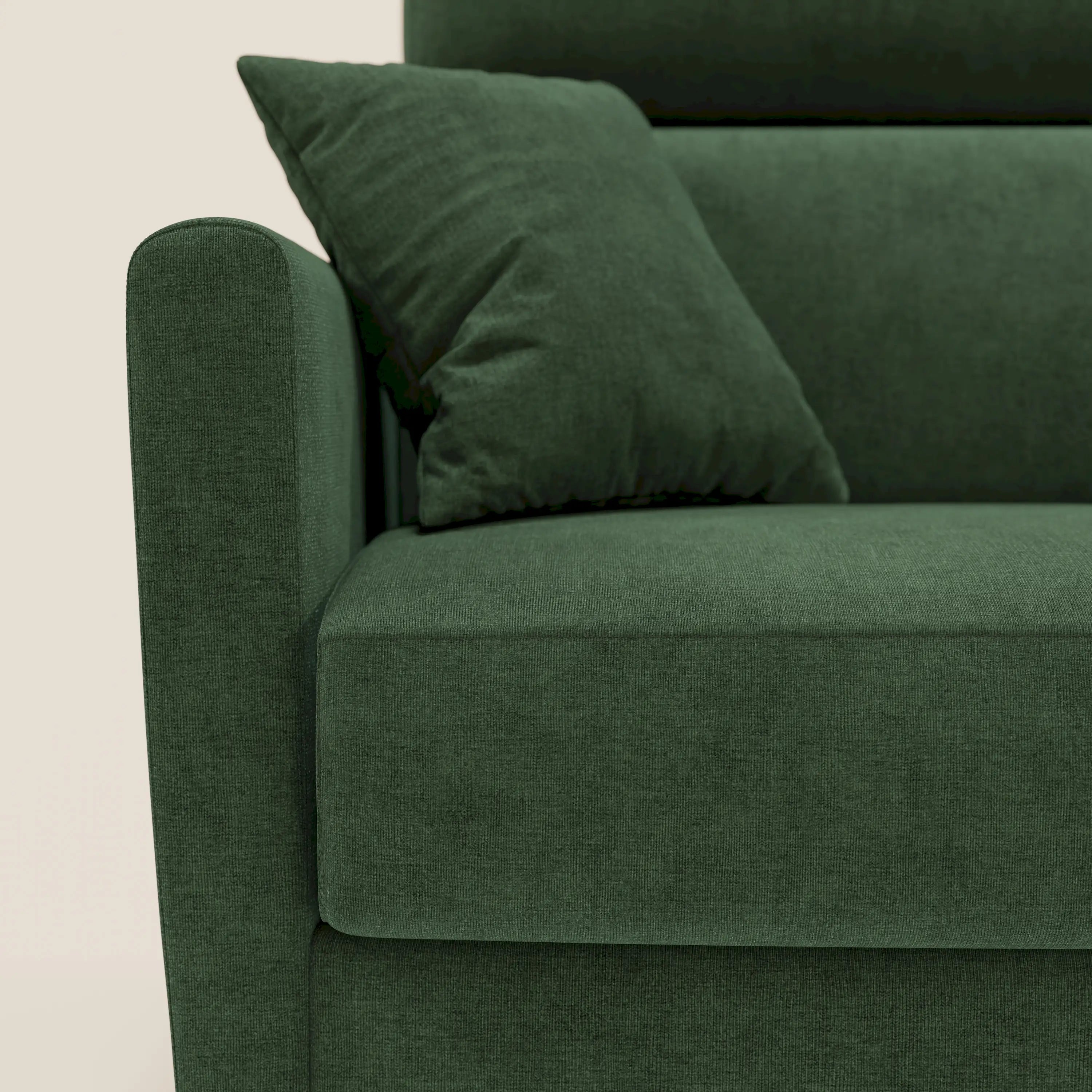 Francy Eckschlafsofa mit abnehmbarem Bezug - Stauraumhalbinsel und verstellbare Kopfstützen aus abwaschbarem Stoff T17 grün