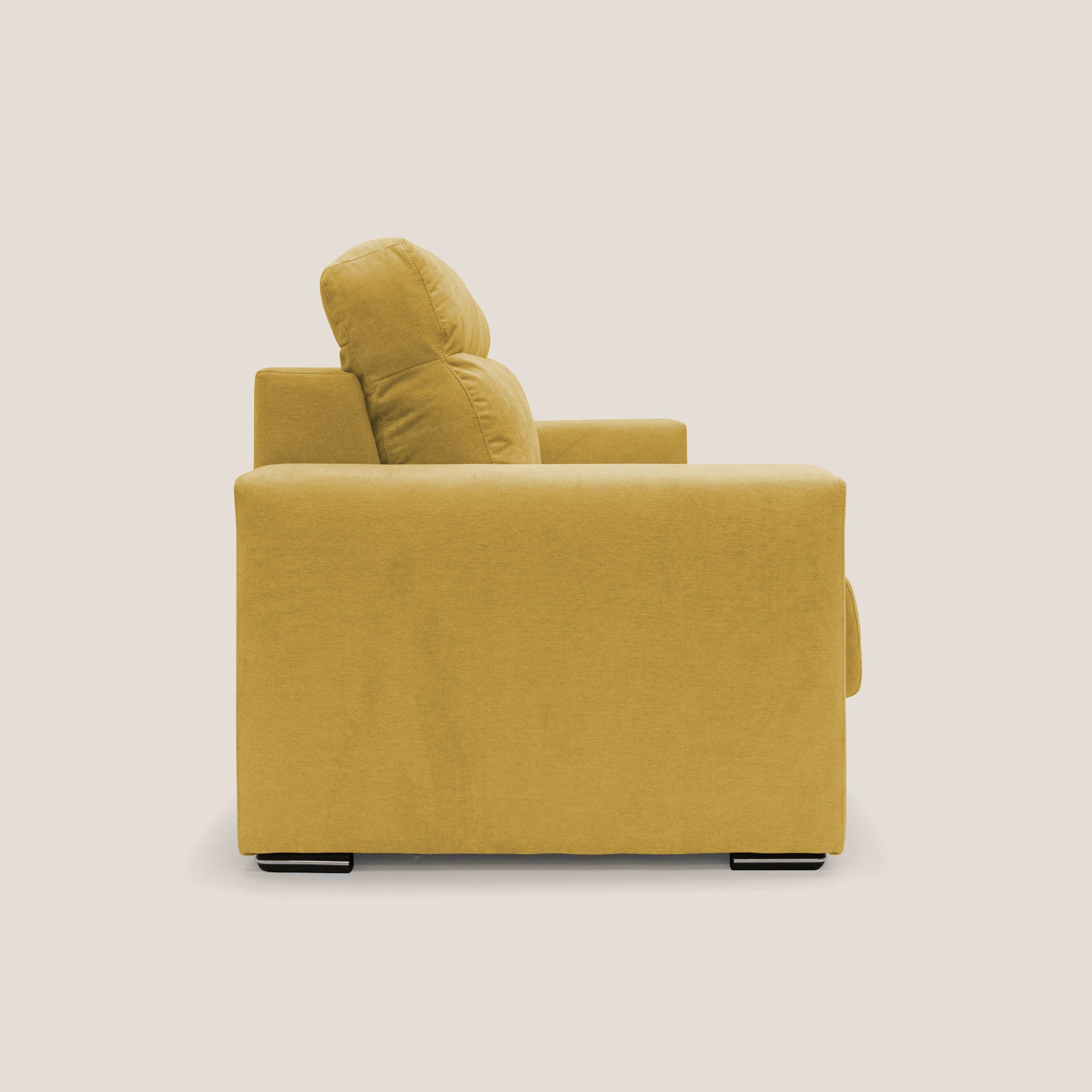 Nikita Divano letto matrimoniale con schienale morbido alto e rivestimento T02 giallo - divani.store