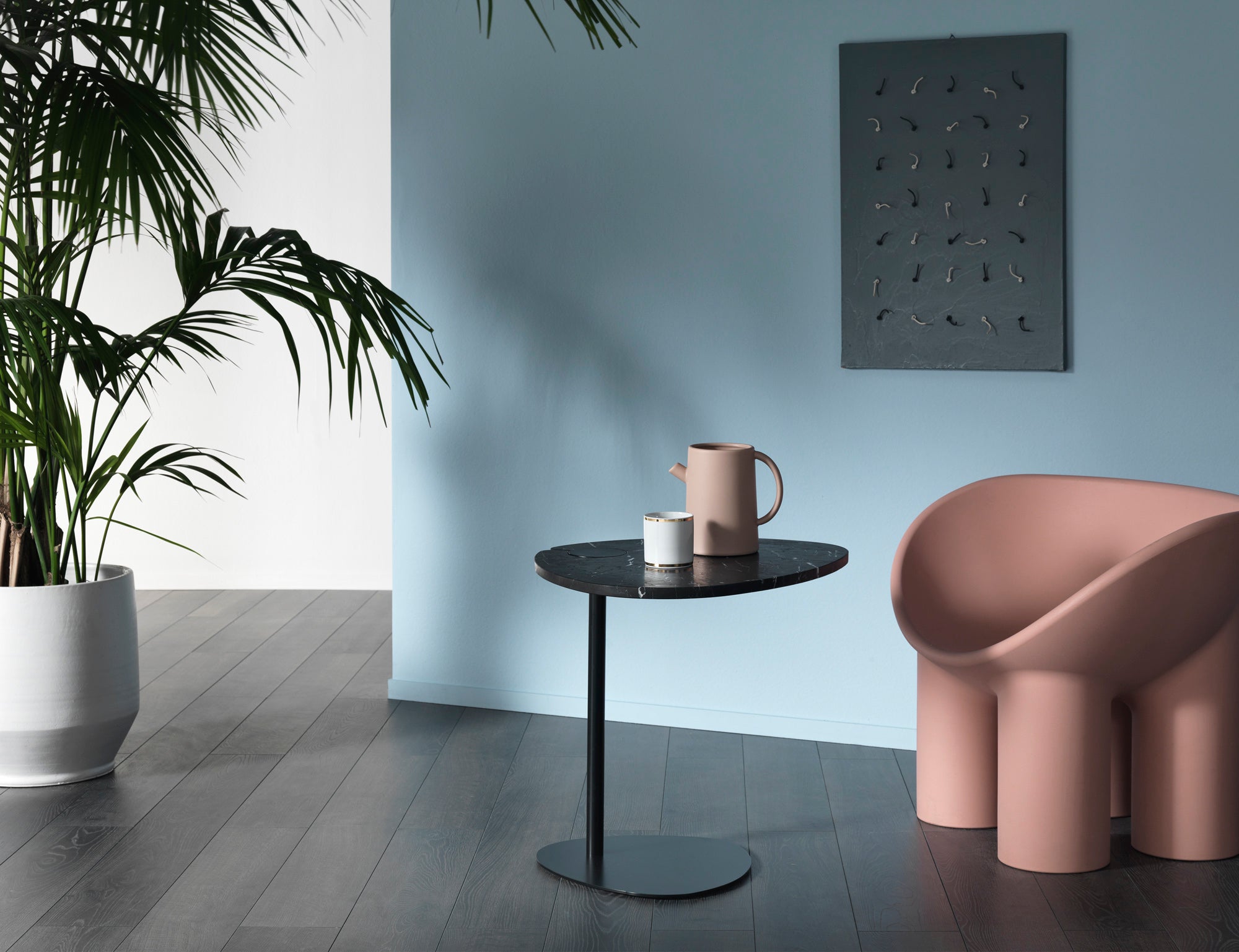 Hug tavolino da salotto con piano in marmo marquinia - divani.store