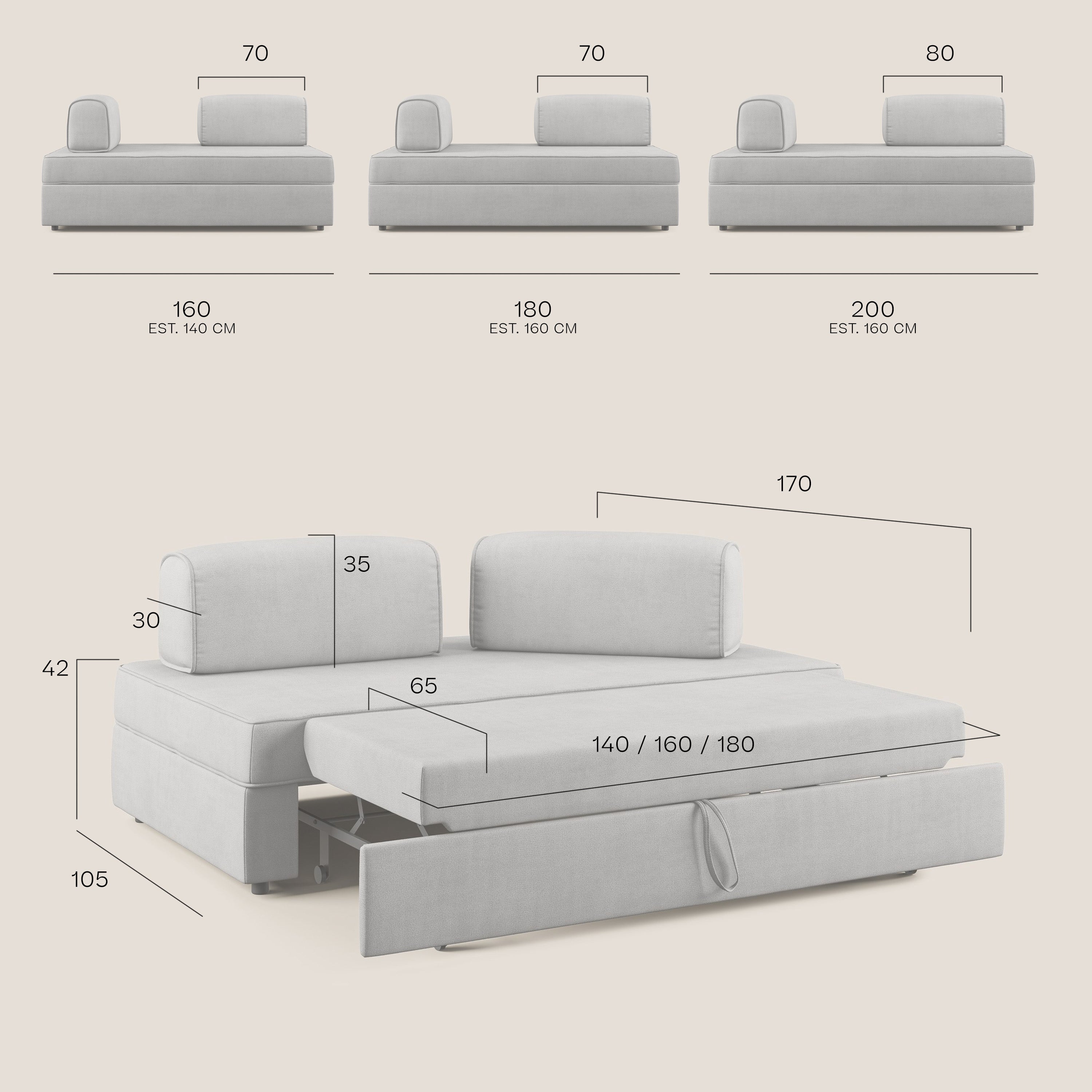 Liberty divano con pouf estraibile e schienali movibili in tessuto morbido impermeabile T02 verde - divani.store