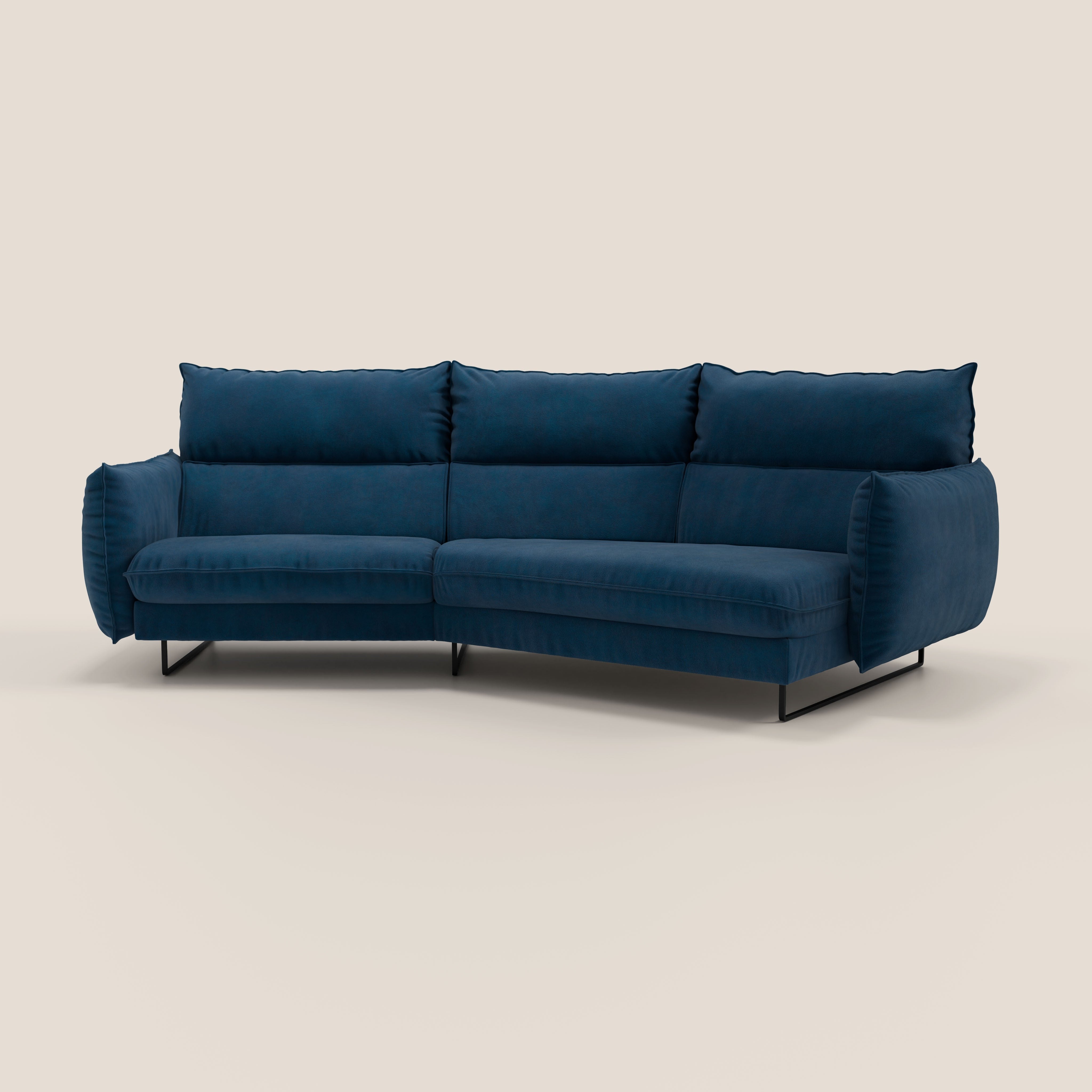 Monamour divano moderno angolare con opzione relax elettrico in microfibra smacchiabile impermeabile T11 blu - divani.store