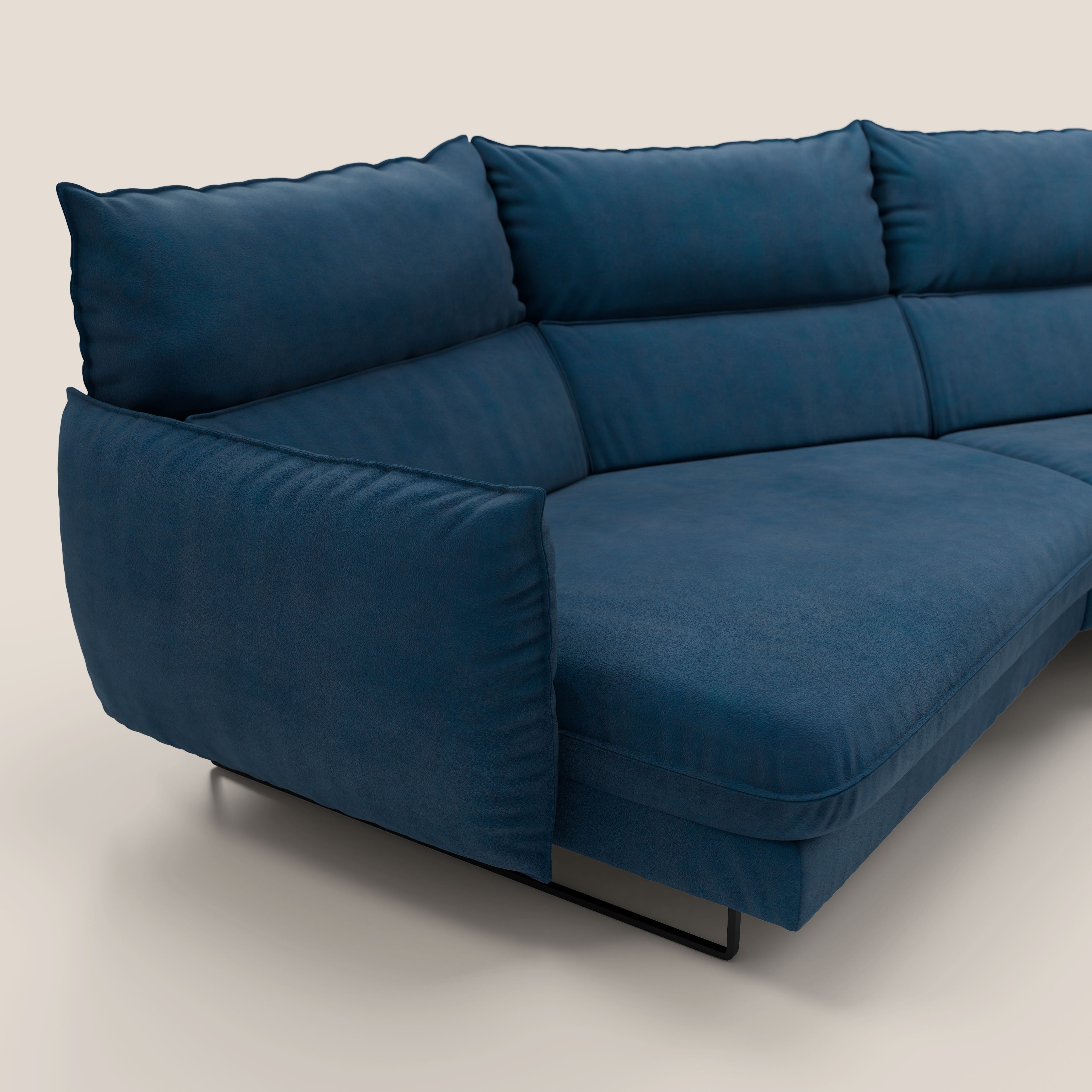 Monamour divano moderno angolare con opzione relax elettrico in microfibra smacchiabile impermeabile T11 blu - divani.store