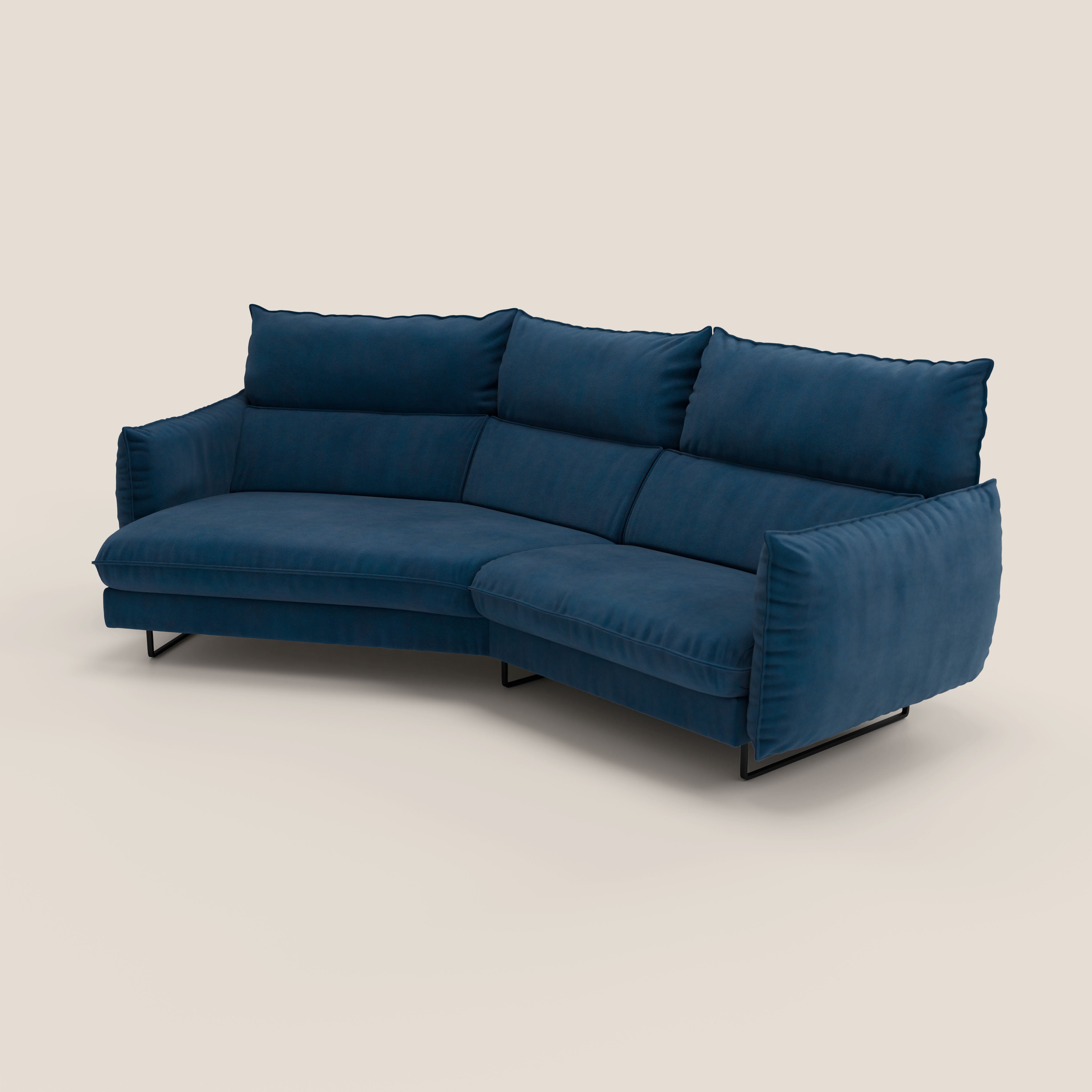 Monamour divano moderno angolare con opzione relax elettrico in microfibra smacchiabile impermeabile T11 blu - divani.store