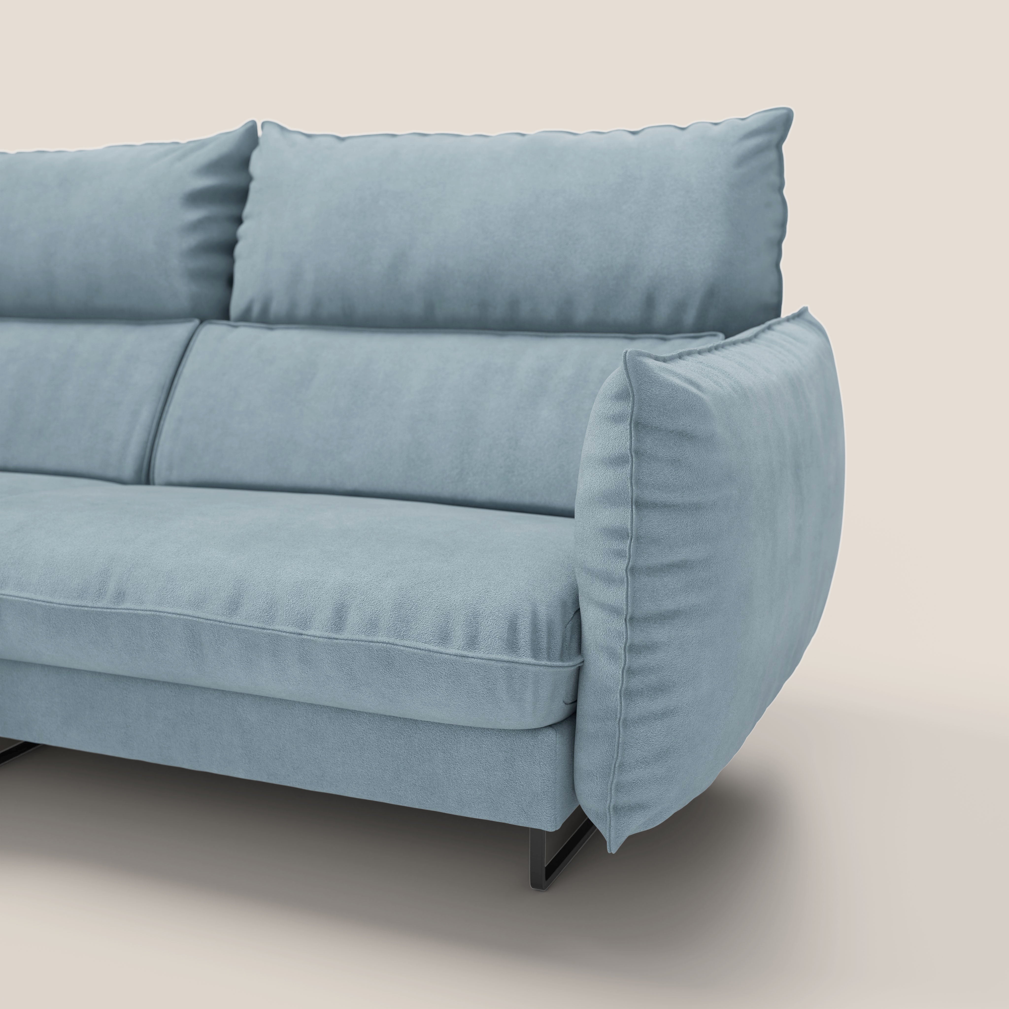 Monamour divano moderno angolare con opzione relax elettrico in microfibra smacchiabile impermeabile T11 carta da zucchero - divani.store