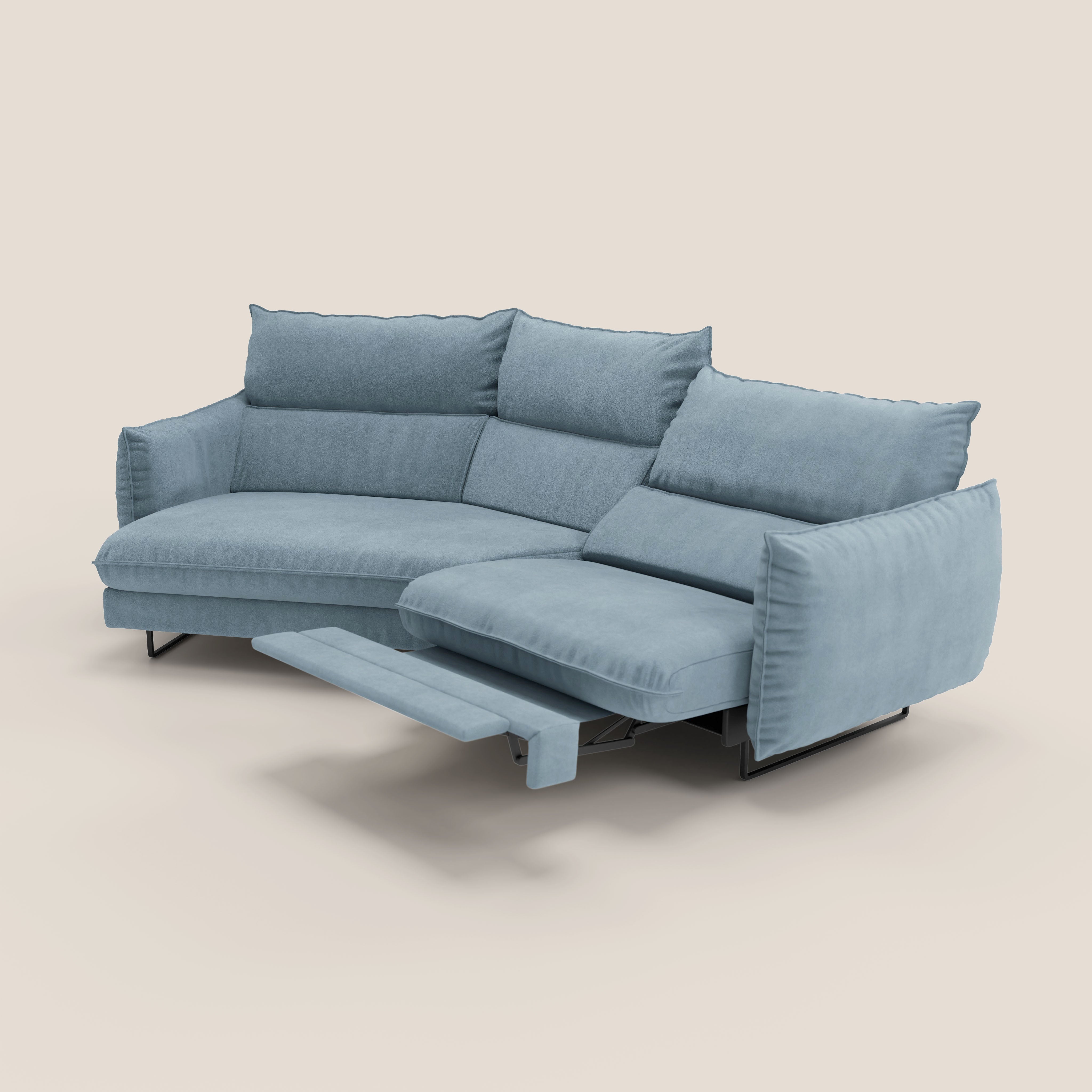 Monamour divano moderno angolare con opzione relax elettrico in microfibra smacchiabile impermeabile T11 carta da zucchero - divani.store