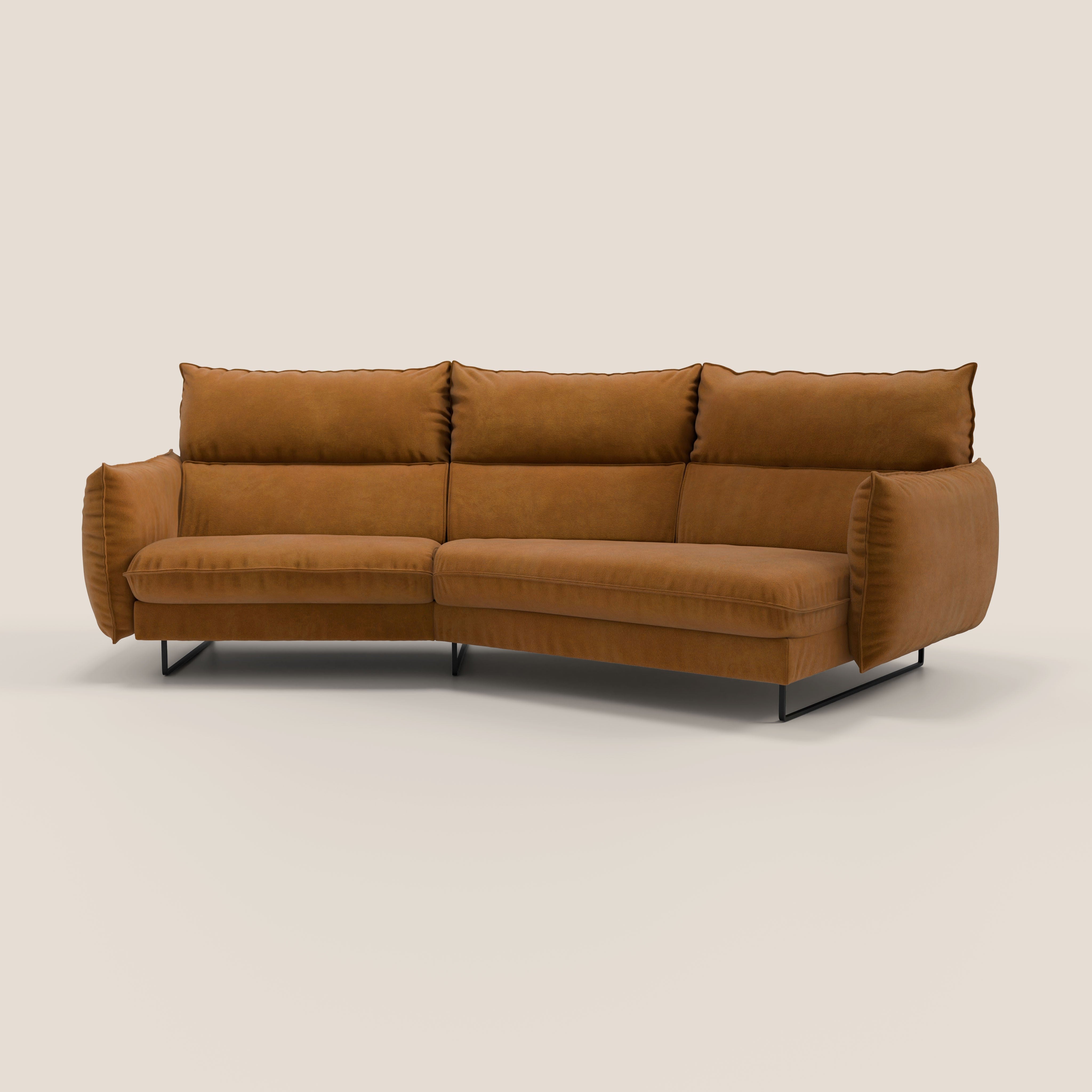 Monamour divano moderno angolare con opzione relax elettrico in microfibra smacchiabile impermeabile T11 cuoio - divani.store