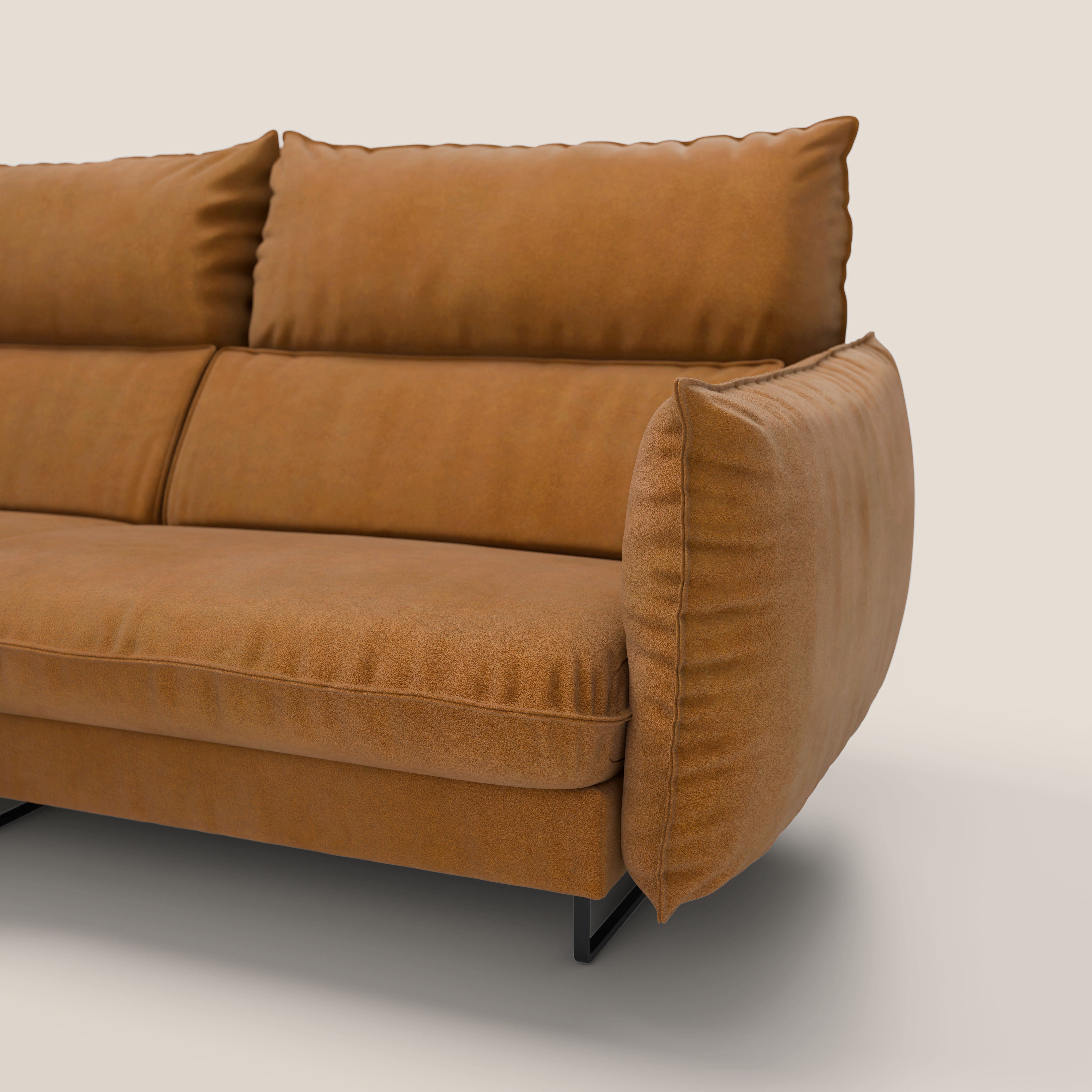 Monamour divano moderno angolare con opzione relax elettrico in microfibra smacchiabile impermeabile T11 cuoio - divani.store