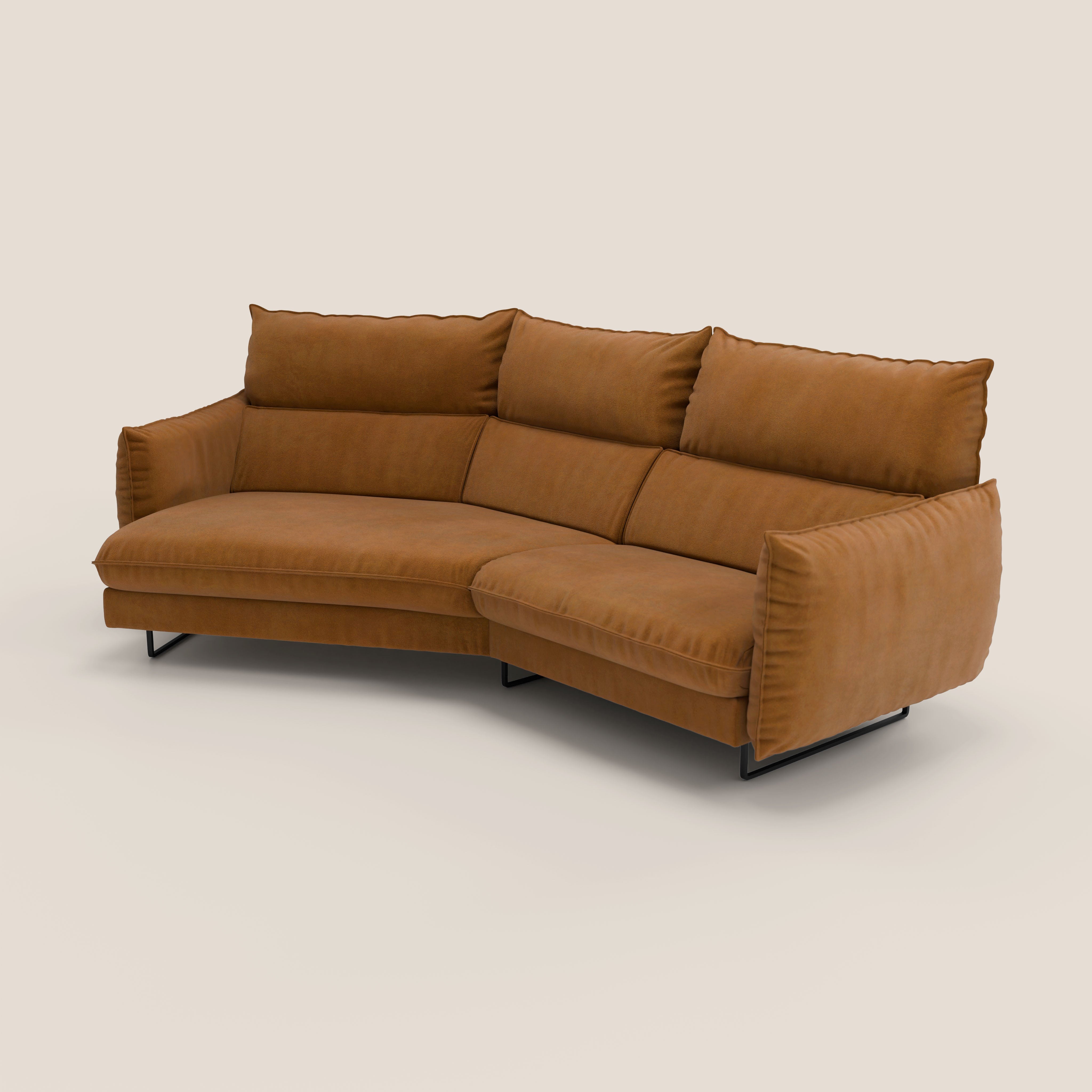 Monamour divano moderno angolare con opzione relax elettrico in microfibra smacchiabile impermeabile T11 cuoio - divani.store