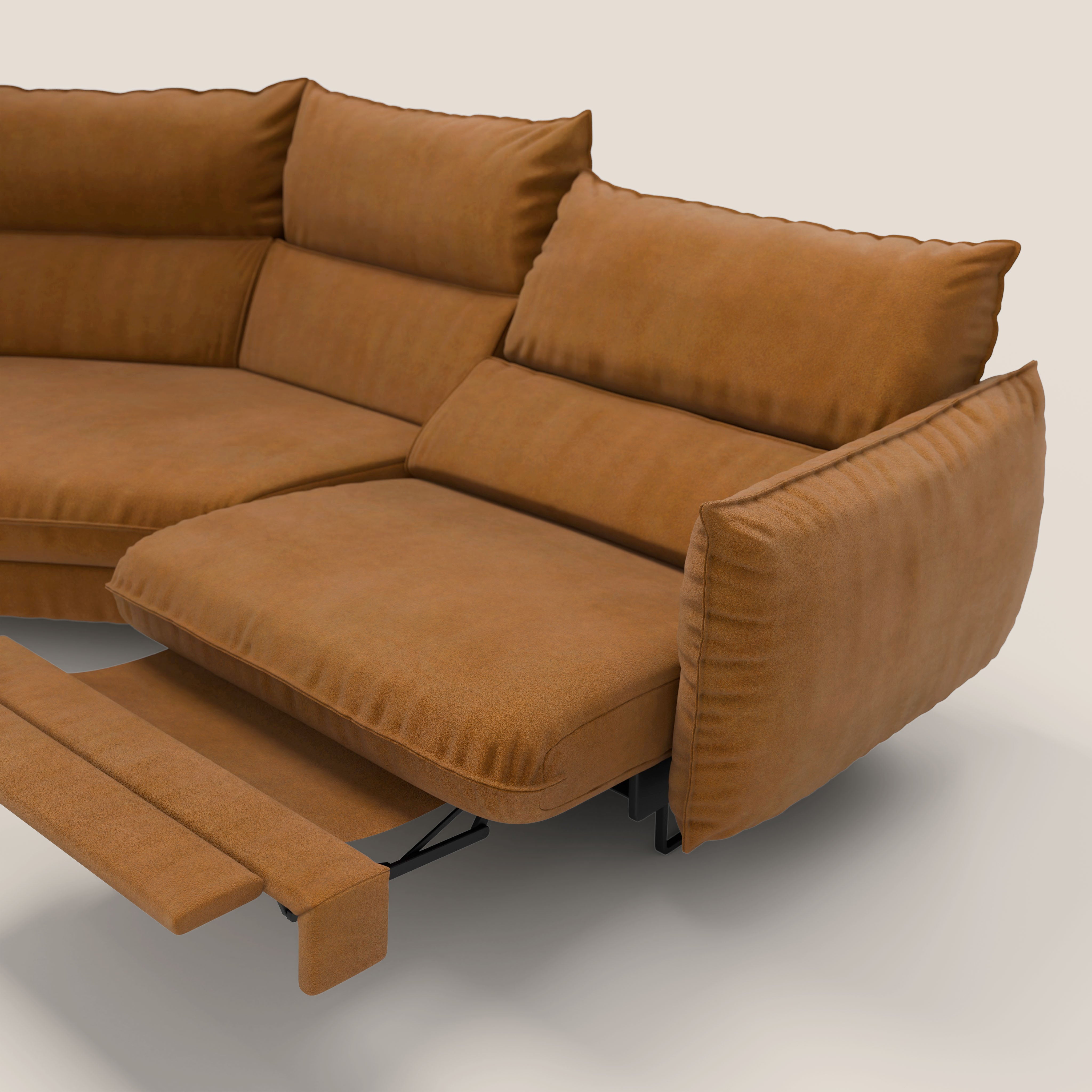Monamour divano moderno angolare con opzione relax elettrico in microfibra smacchiabile impermeabile T11 cuoio - divani.store