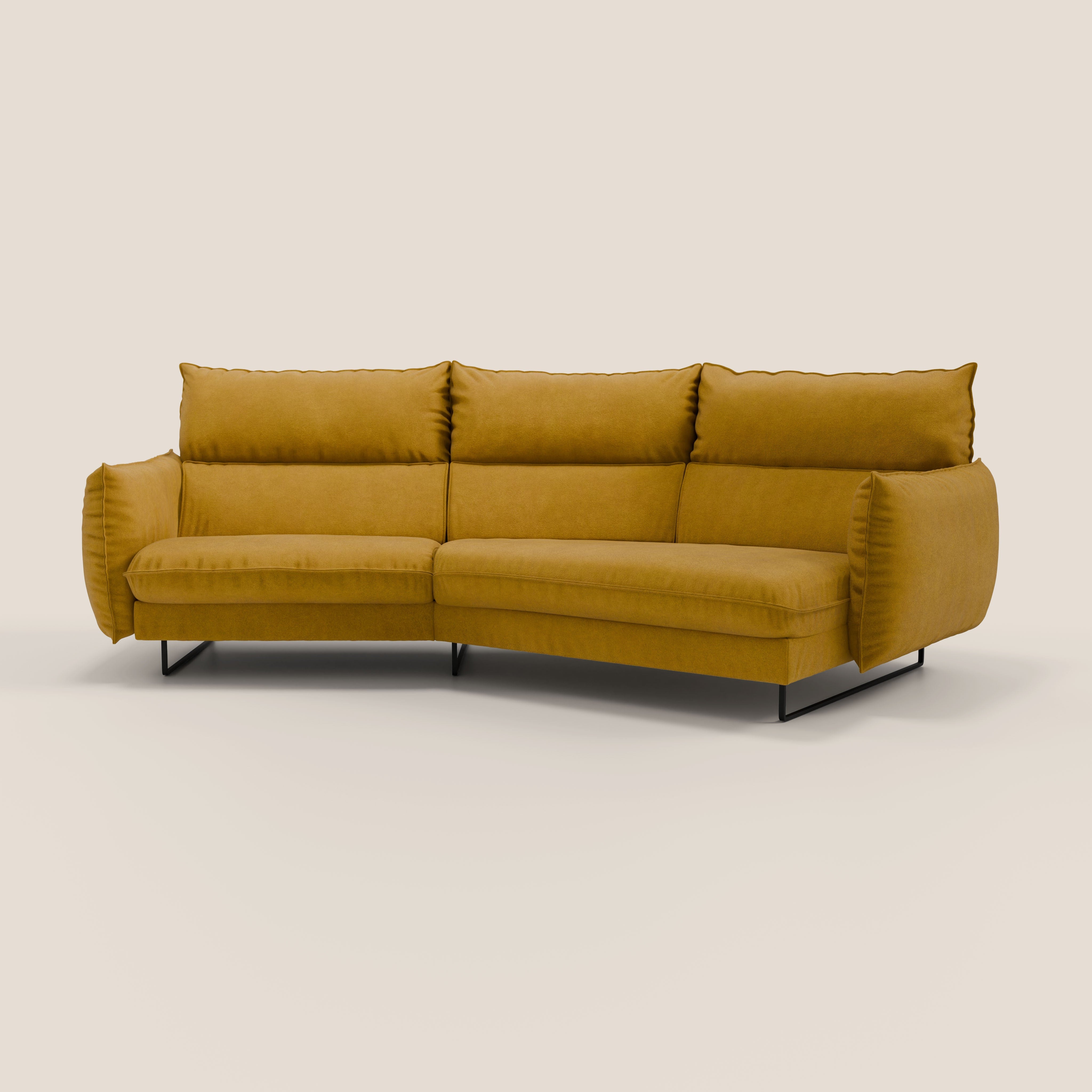 Monamour divano moderno angolare con opzione relax elettrico in microfibra smacchiabile impermeabile T11 giallo - divani.store