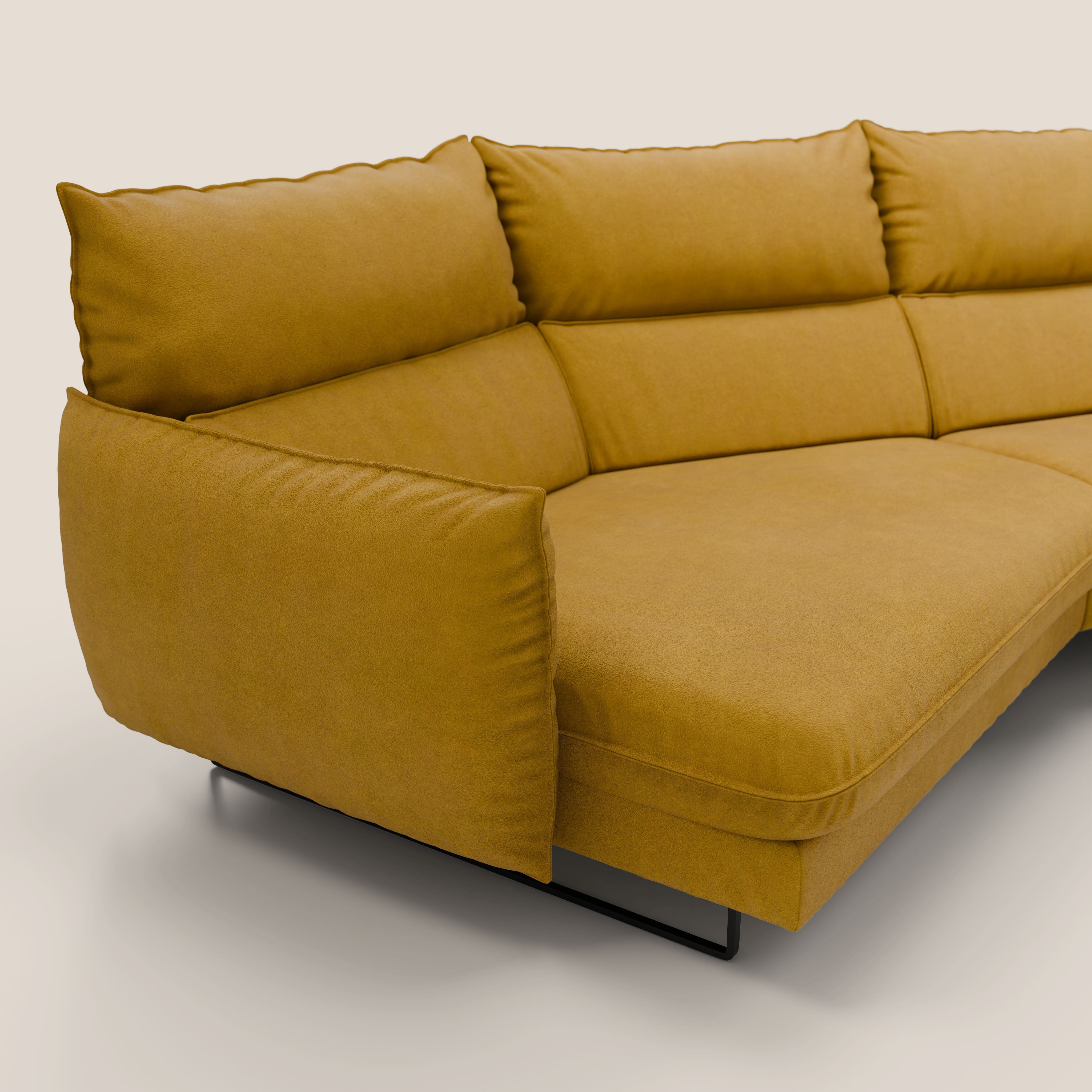 Monamour divano moderno angolare con opzione relax elettrico in microfibra smacchiabile impermeabile T11 giallo - divani.store