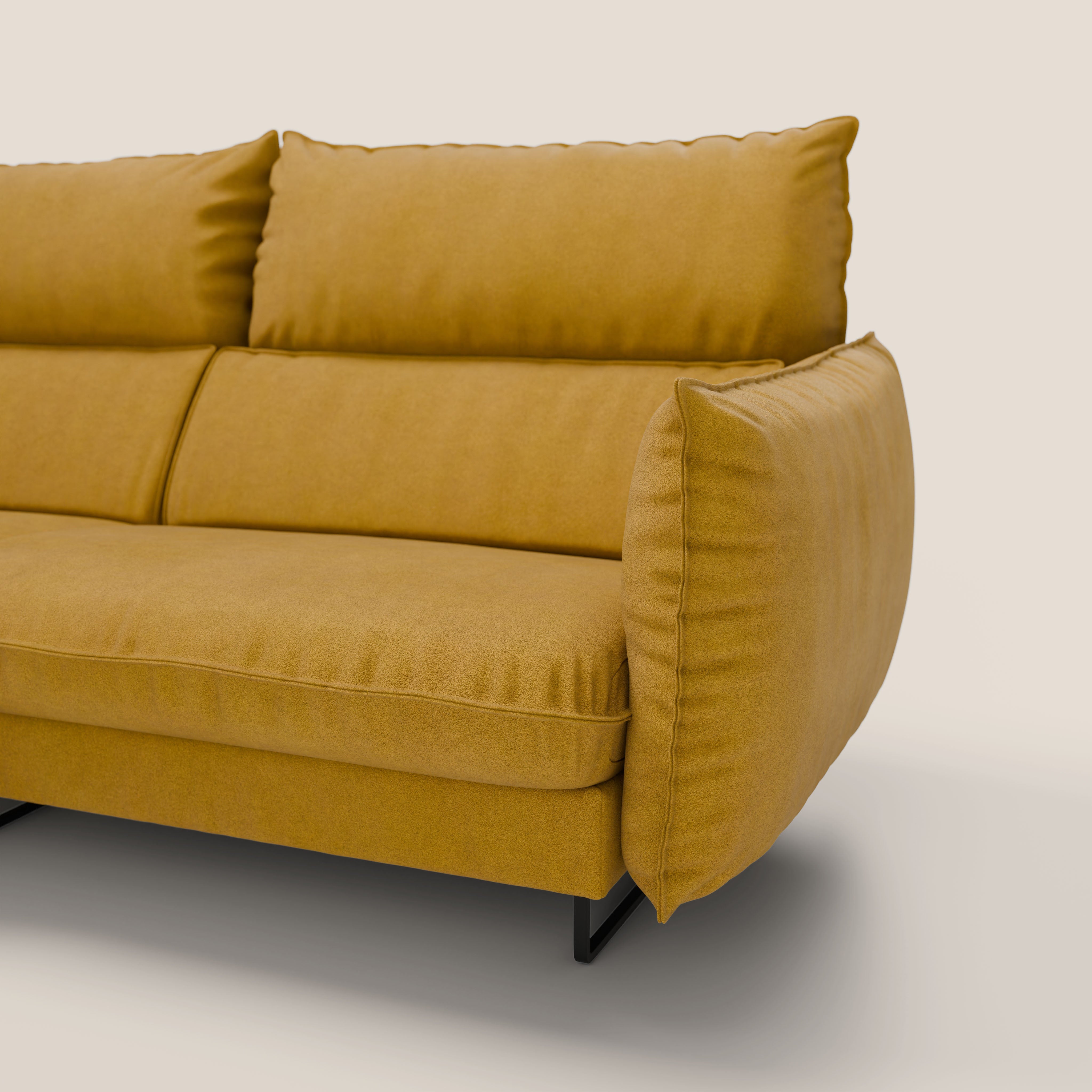 Monamour divano moderno angolare con opzione relax elettrico in microfibra smacchiabile impermeabile T11 giallo - divani.store