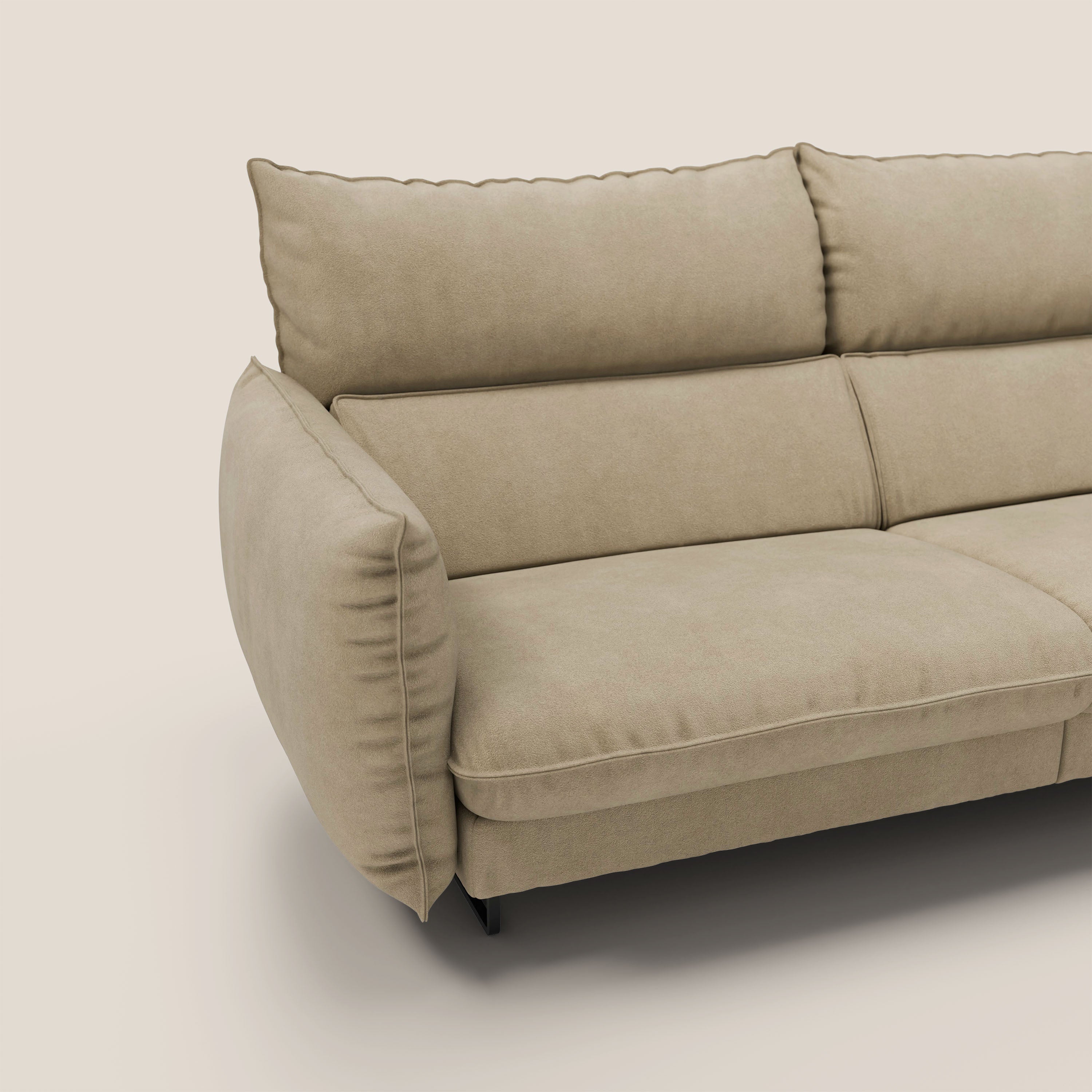 Monamour Divano dal design moderno con opzione relax elettrico in microfibra smacchiabile impermeabile T11 beige - divani.store