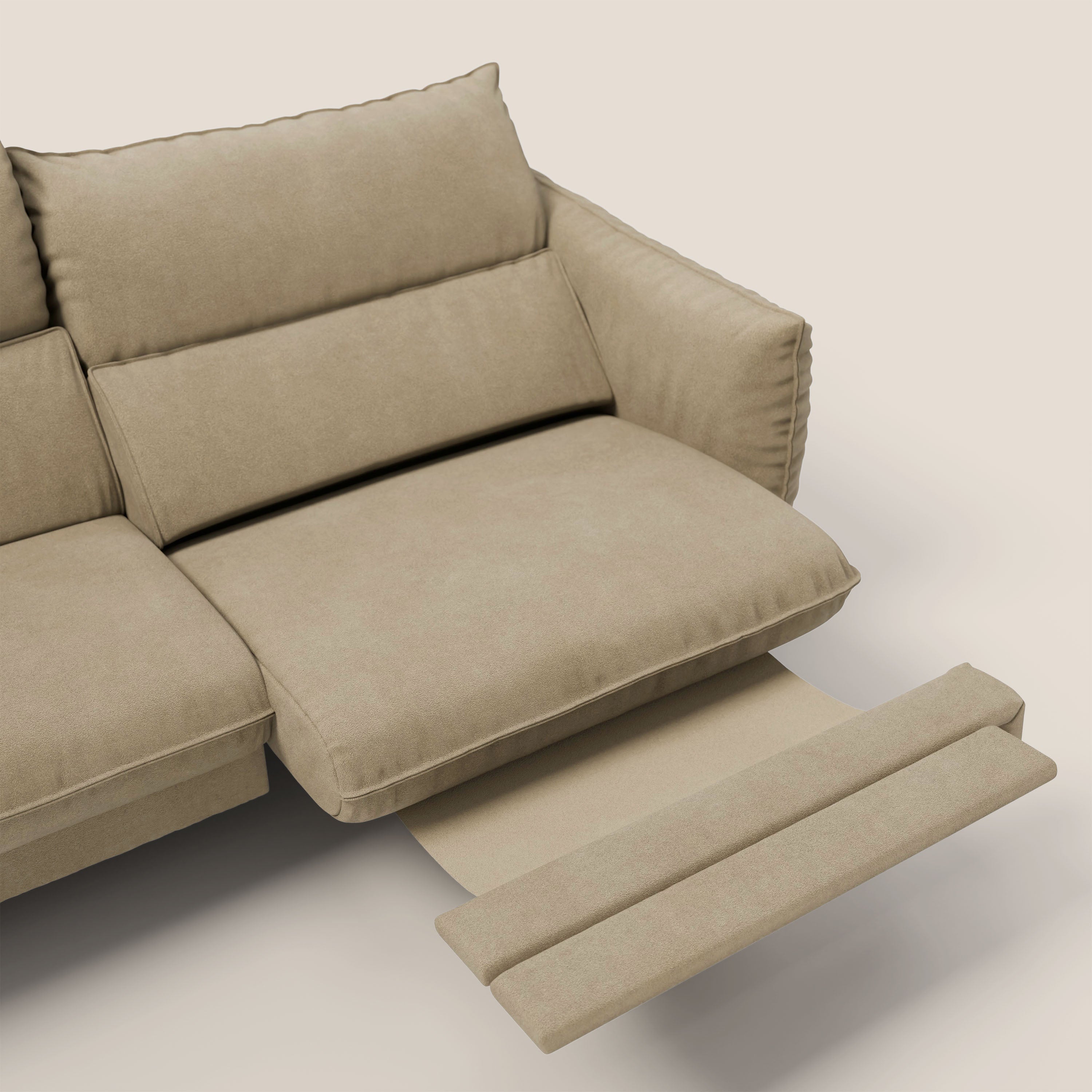 Monamour Divano dal design moderno con opzione relax elettrico in microfibra smacchiabile impermeabile T11 beige - divani.store
