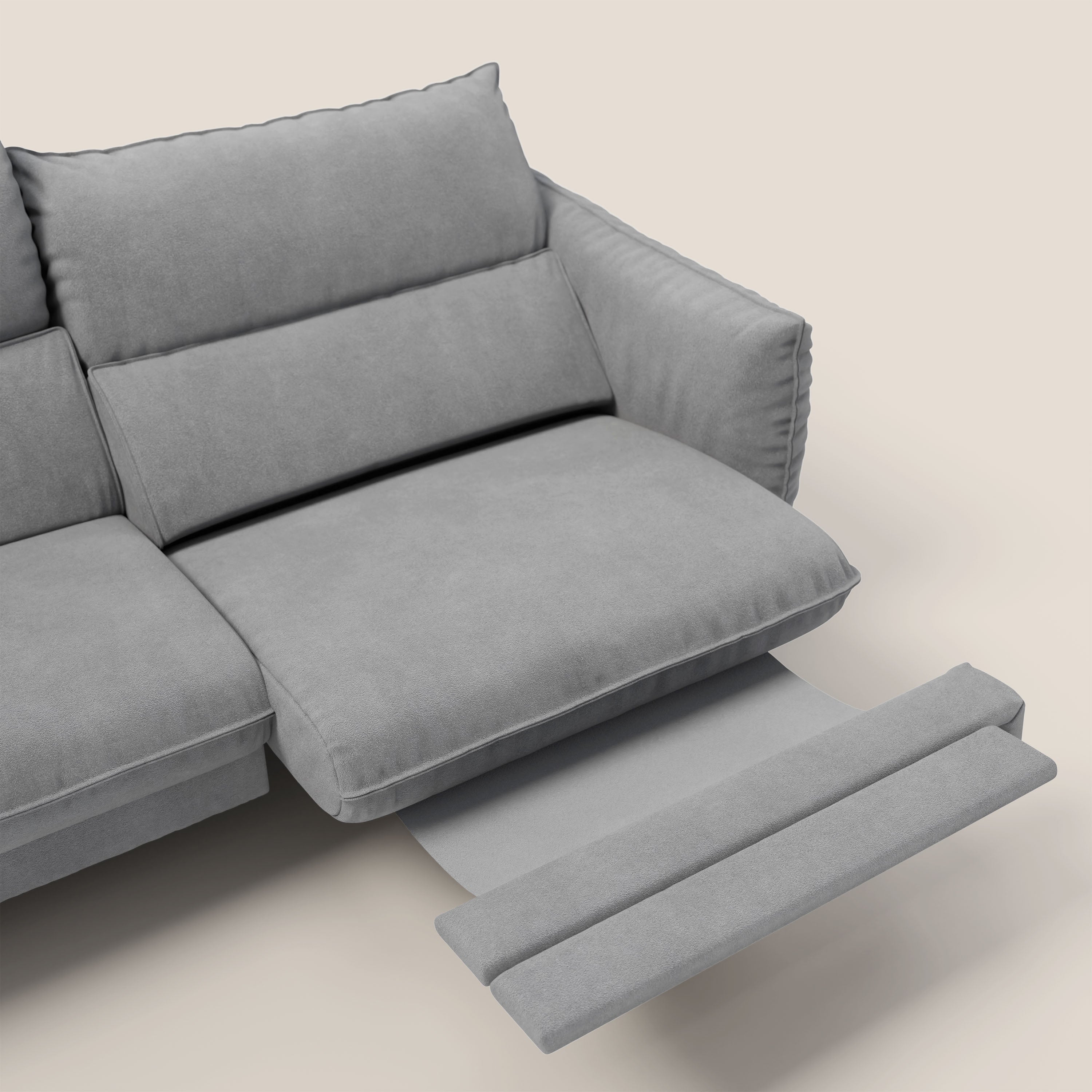 Monamour Divano dal design moderno con opzione relax elettrico in microfibra smacchiabile impermeabile T11 grigio - divani.store