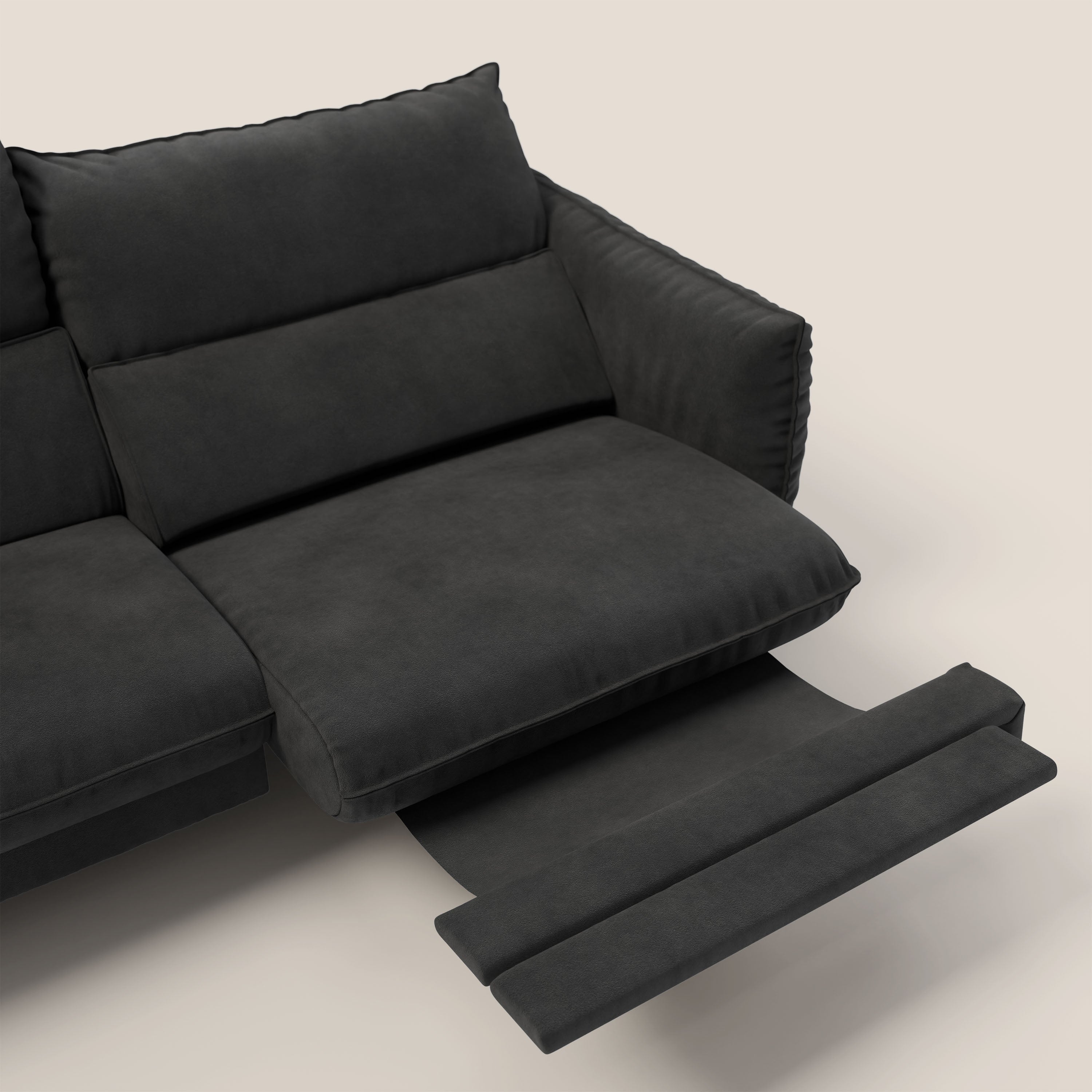 Monamour Divano dal design moderno con opzione relax elettrico in microfibra smacchiabile impermeabile T11 nero - divani.store