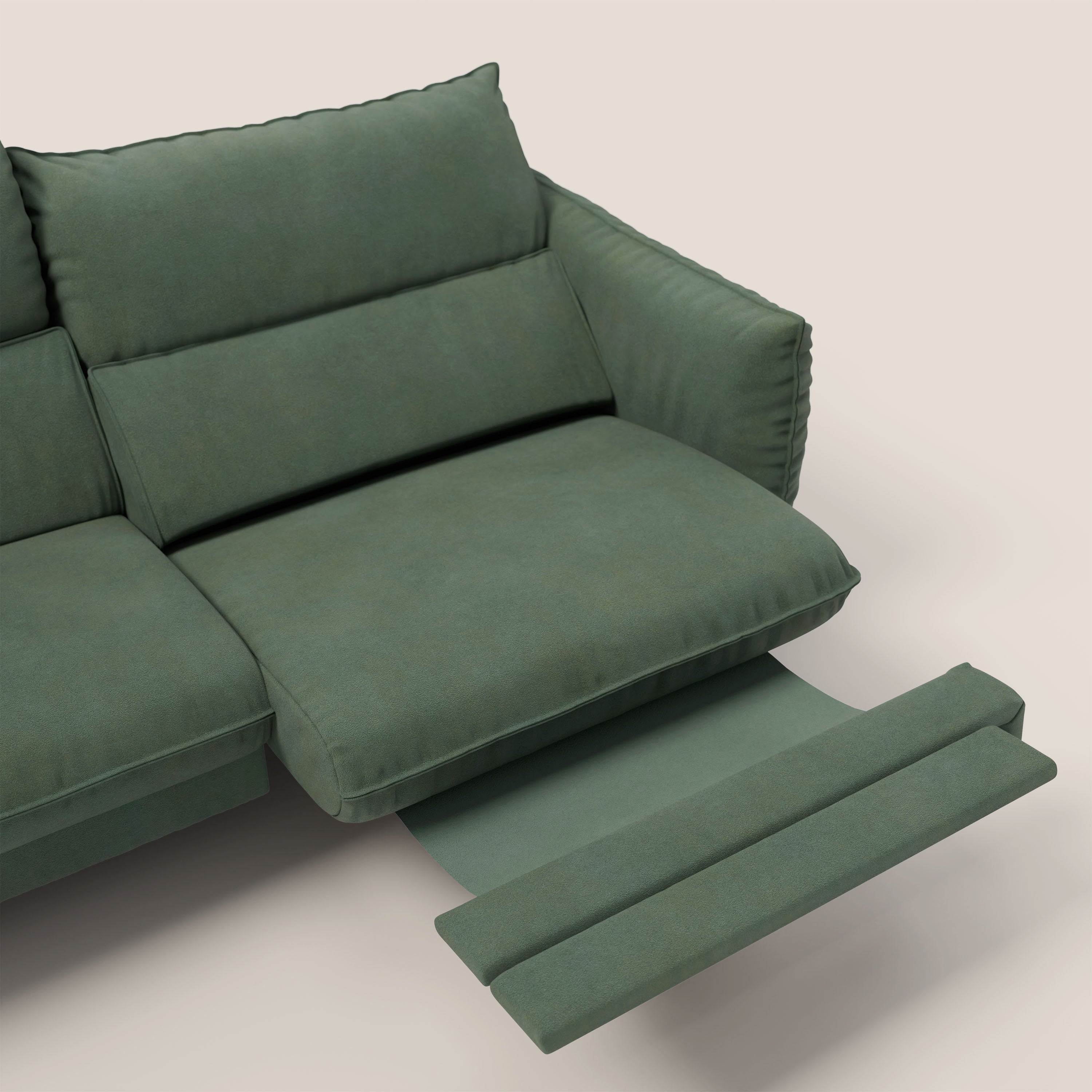 Monamour Divano dal design moderno con opzione relax elettrico in microfibra smacchiabile impermeabile T11 verde - divani.store