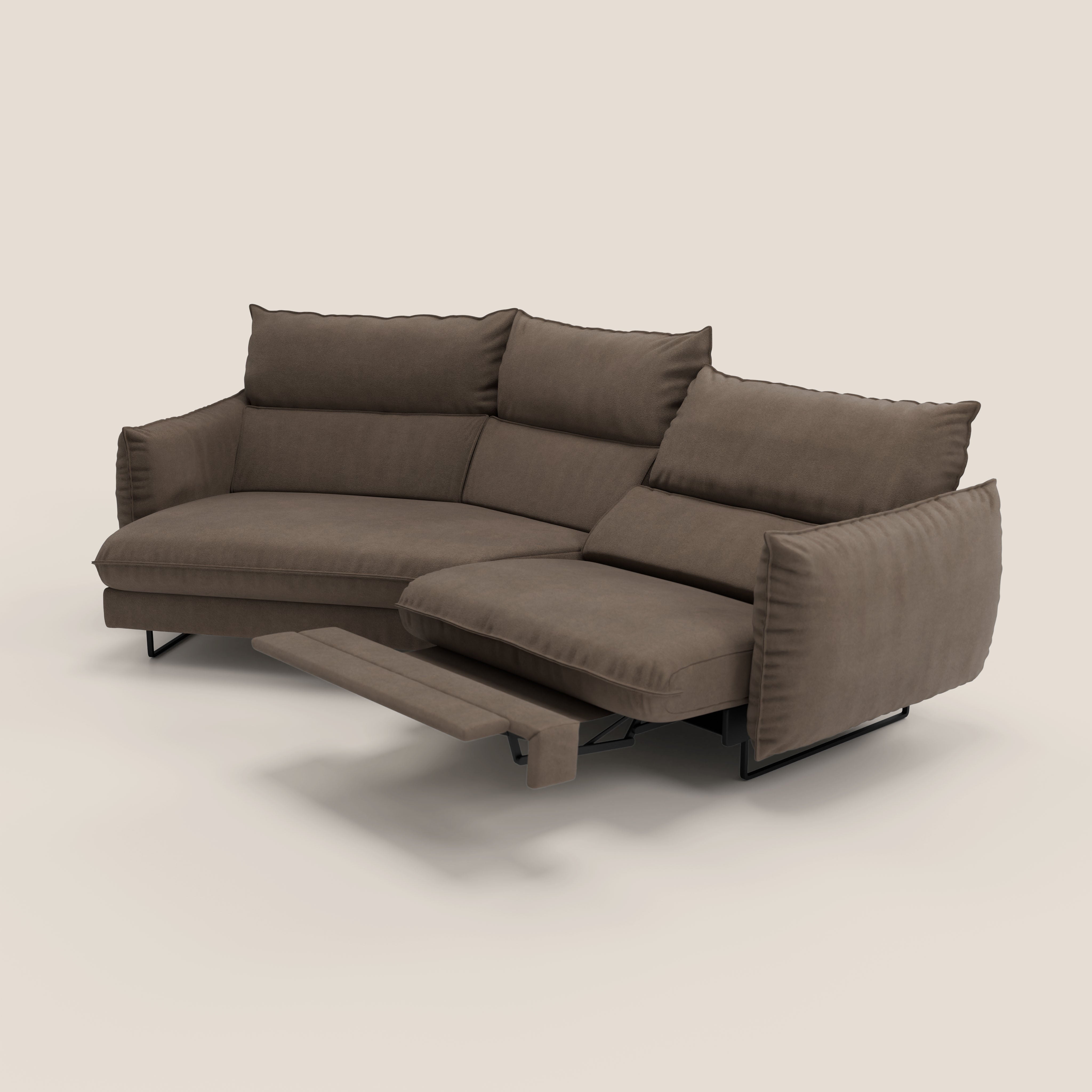 Monamour divano moderno angolare con opzione relax elettrico in microfibra smacchiabile impermeabile T11 marrone - divani.store