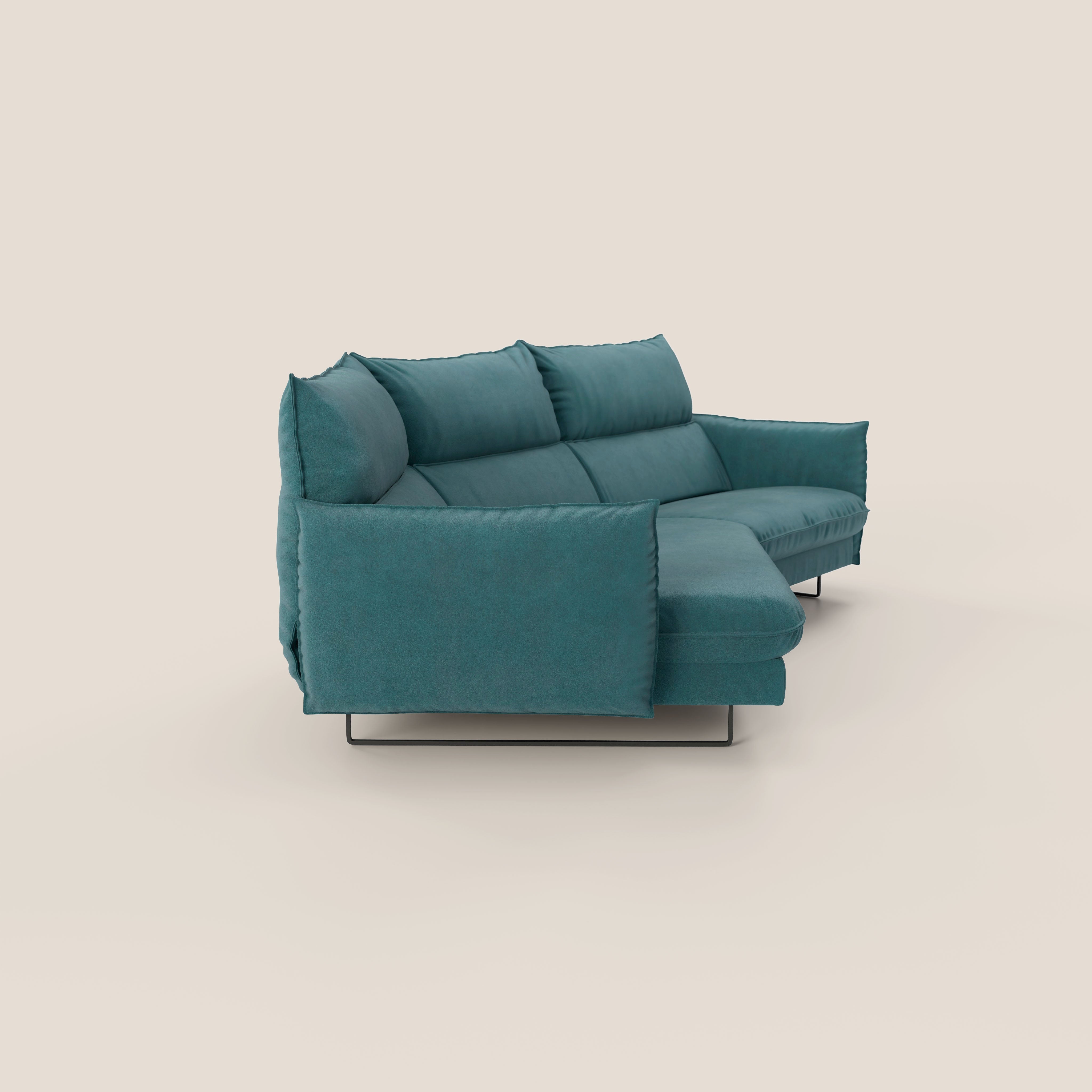 Monamour divano moderno angolare con opzione relax elettrico in microfibra smacchiabile impermeabile T11 petrolio - divani.store