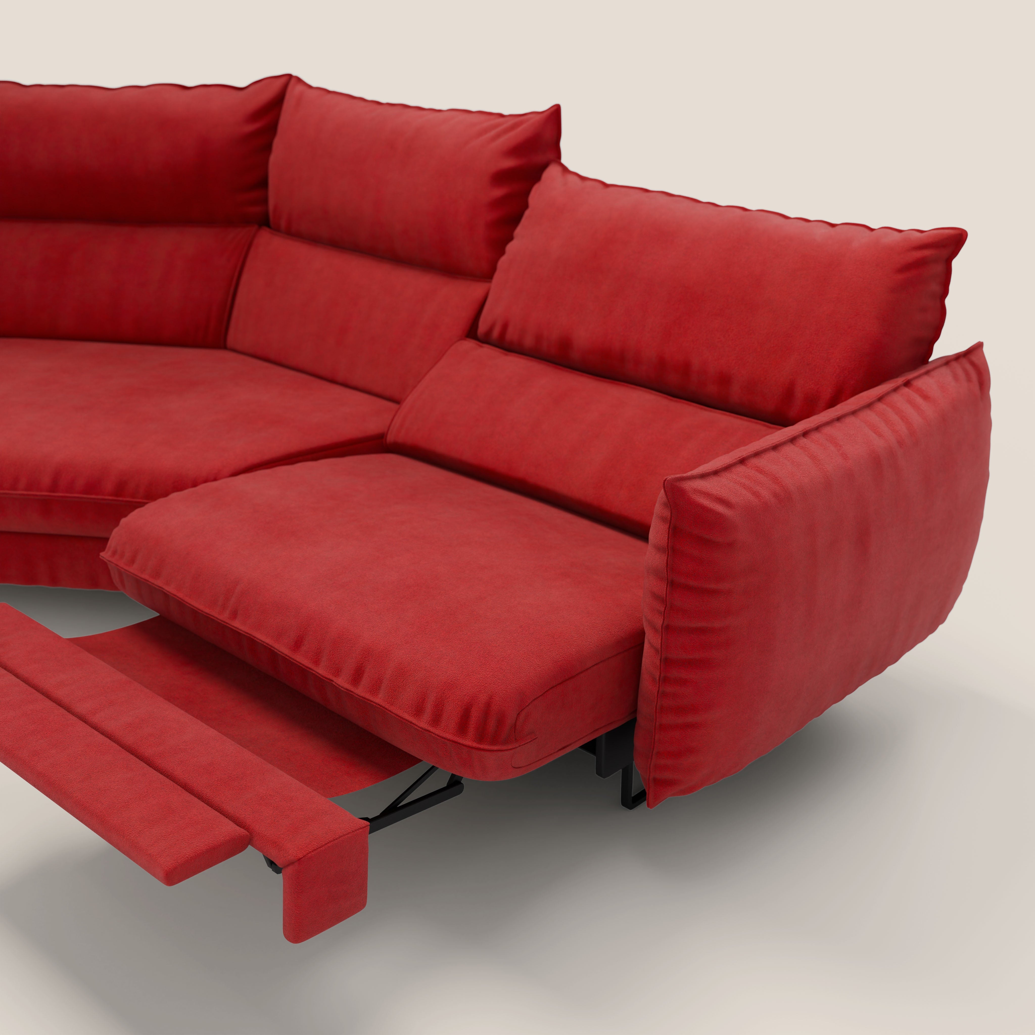 Monamour divano moderno angolare con opzione relax elettrico in microfibra smacchiabile impermeabile T11 rosso - divani.store