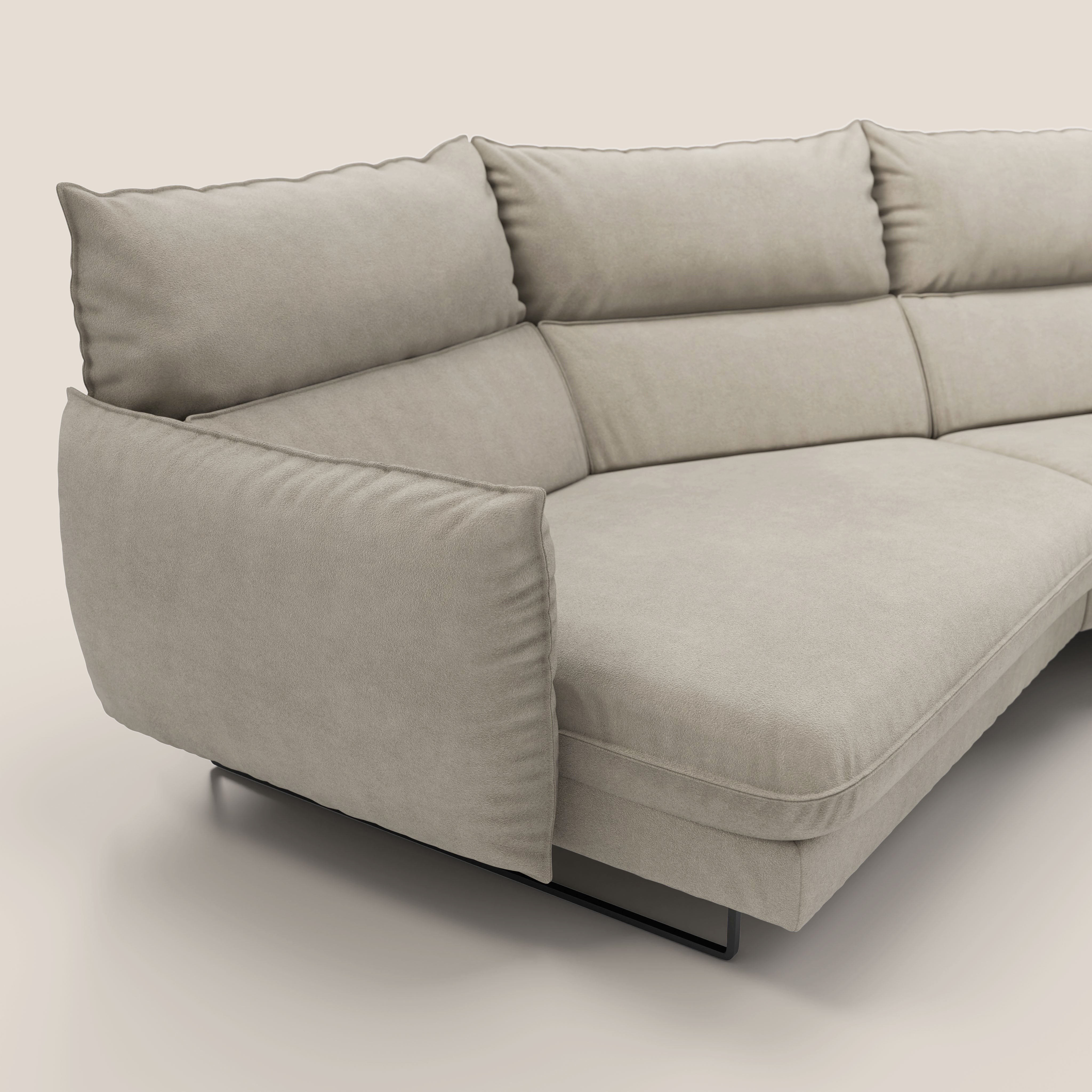 Monamour divano moderno angolare con opzione relax elettrico in microfibra smacchiabile impermeabile T11 tortora - divani.store