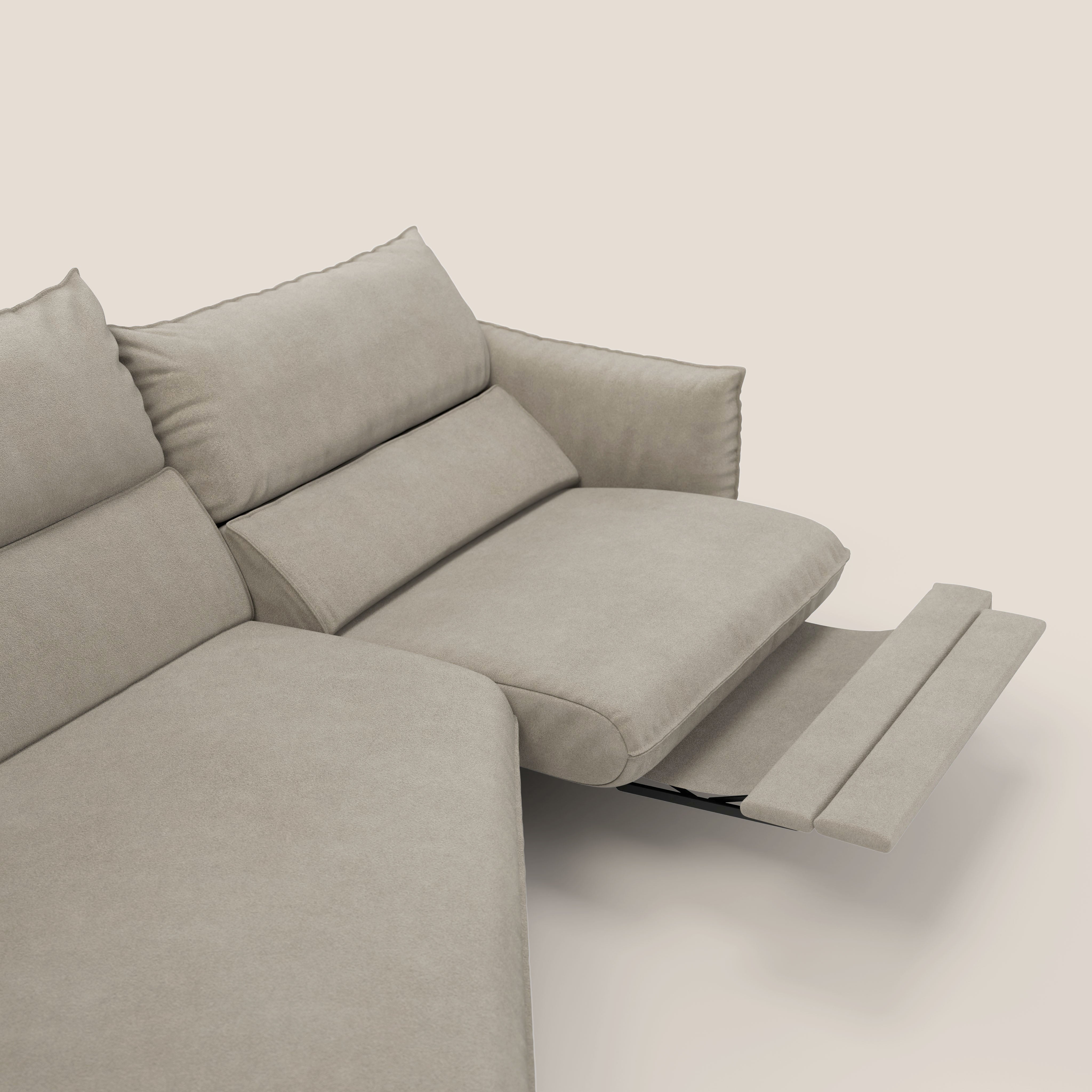 Monamour divano moderno angolare con opzione relax elettrico in microfibra smacchiabile impermeabile T11 tortora - divani.store