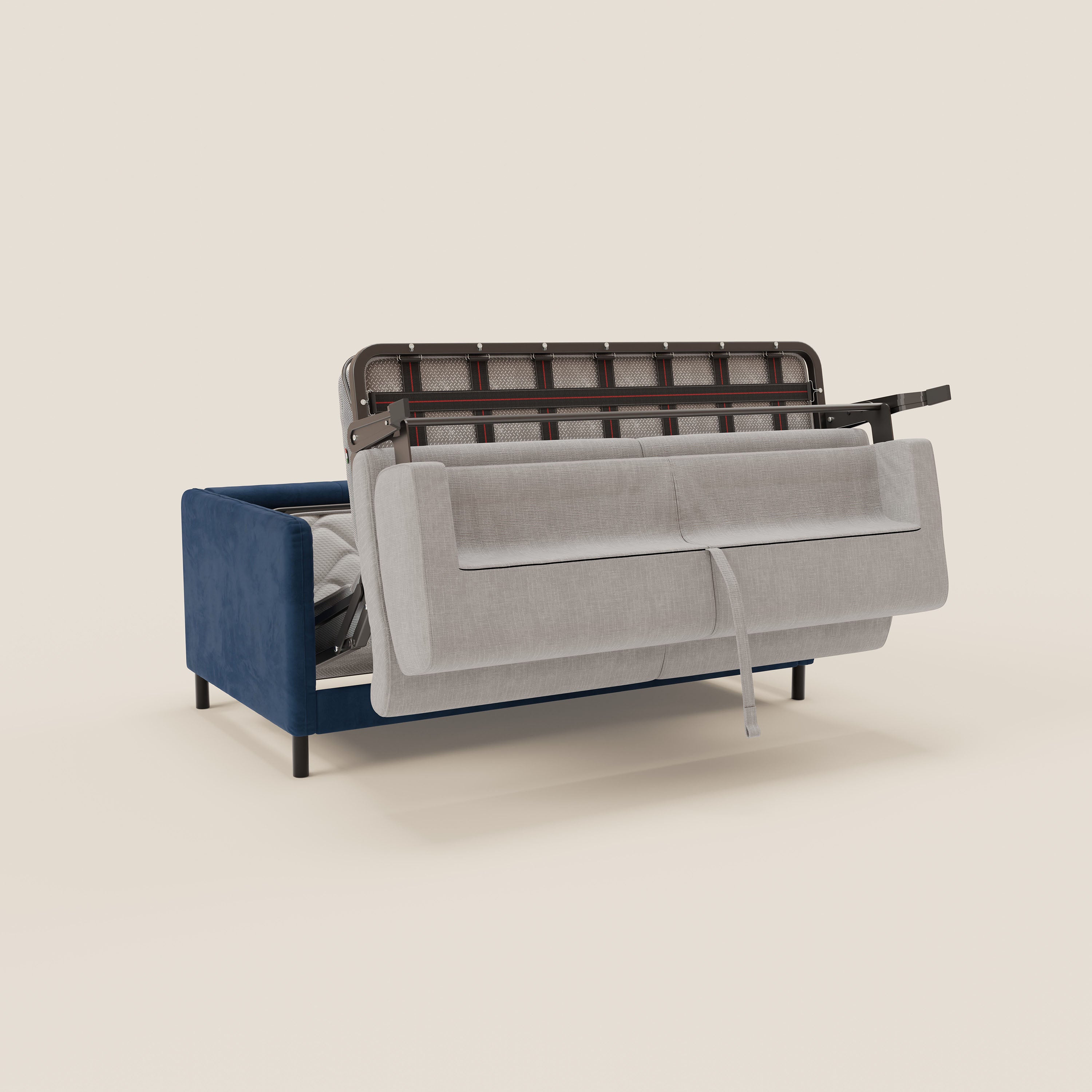 Narciso divano letto desing con materasso H18 cm bicolore con struttura in microfibra smacchiabile e imbottiture in elegante tessuto impermeabile T06 - divani.store