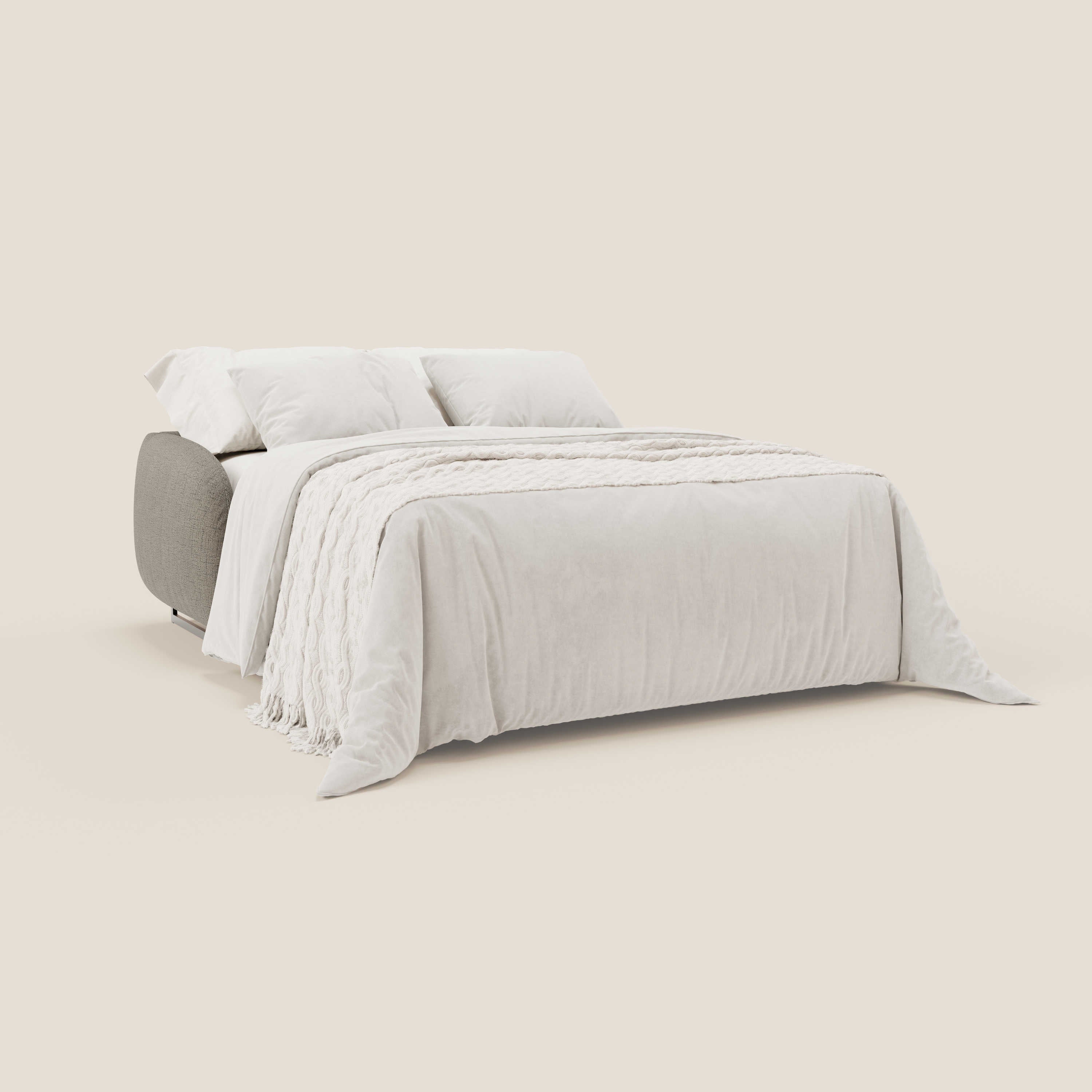 Ninfea divano letto Design Morbido con Piedini alti in Metallo e Materasso H18 cm in tessuto impermeabile T03 - divani.store