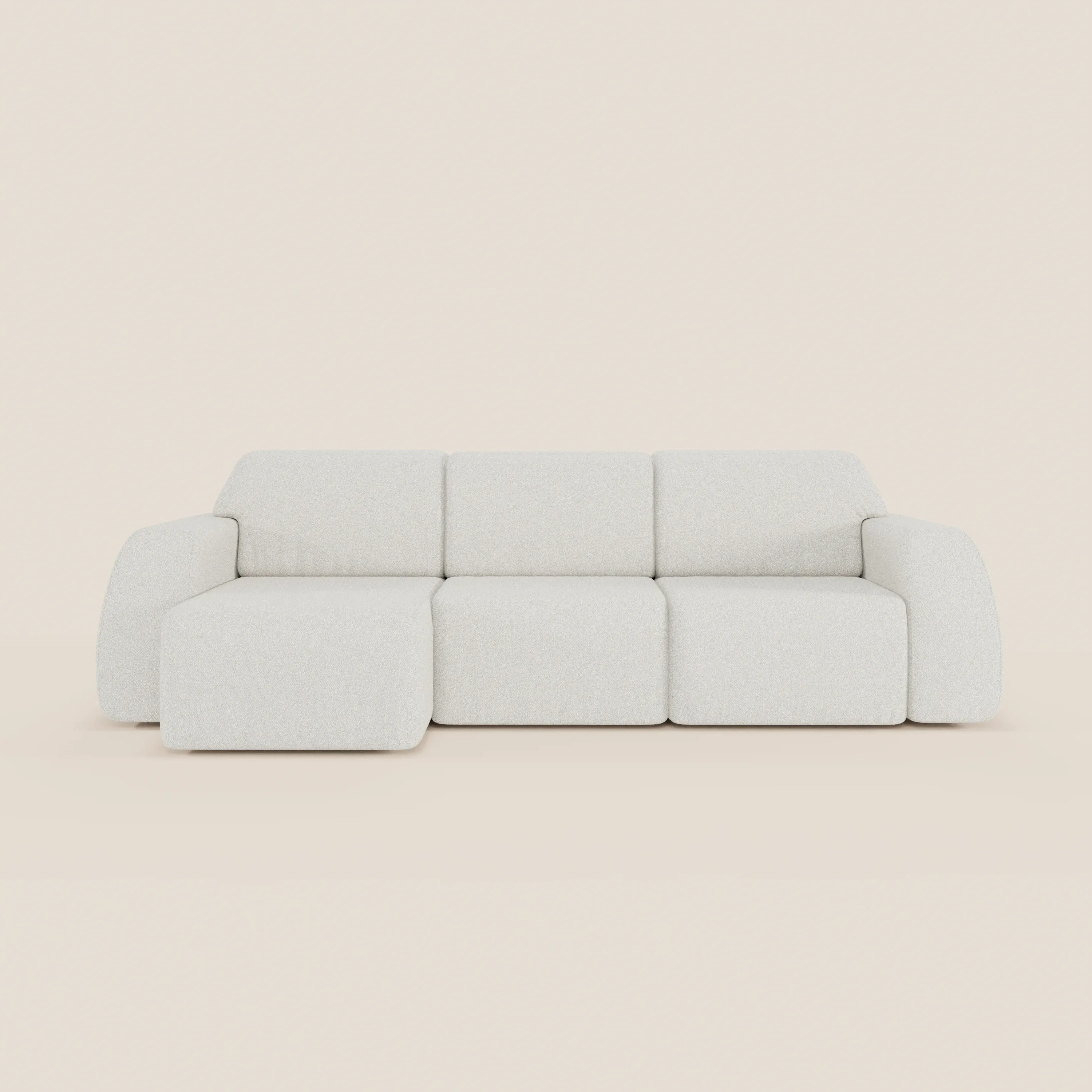 Orbit Divano angolare con penisola reversibile e tutte le sedute allungabili in tessuto smacchiabile effetto cotone T33 - divani.store