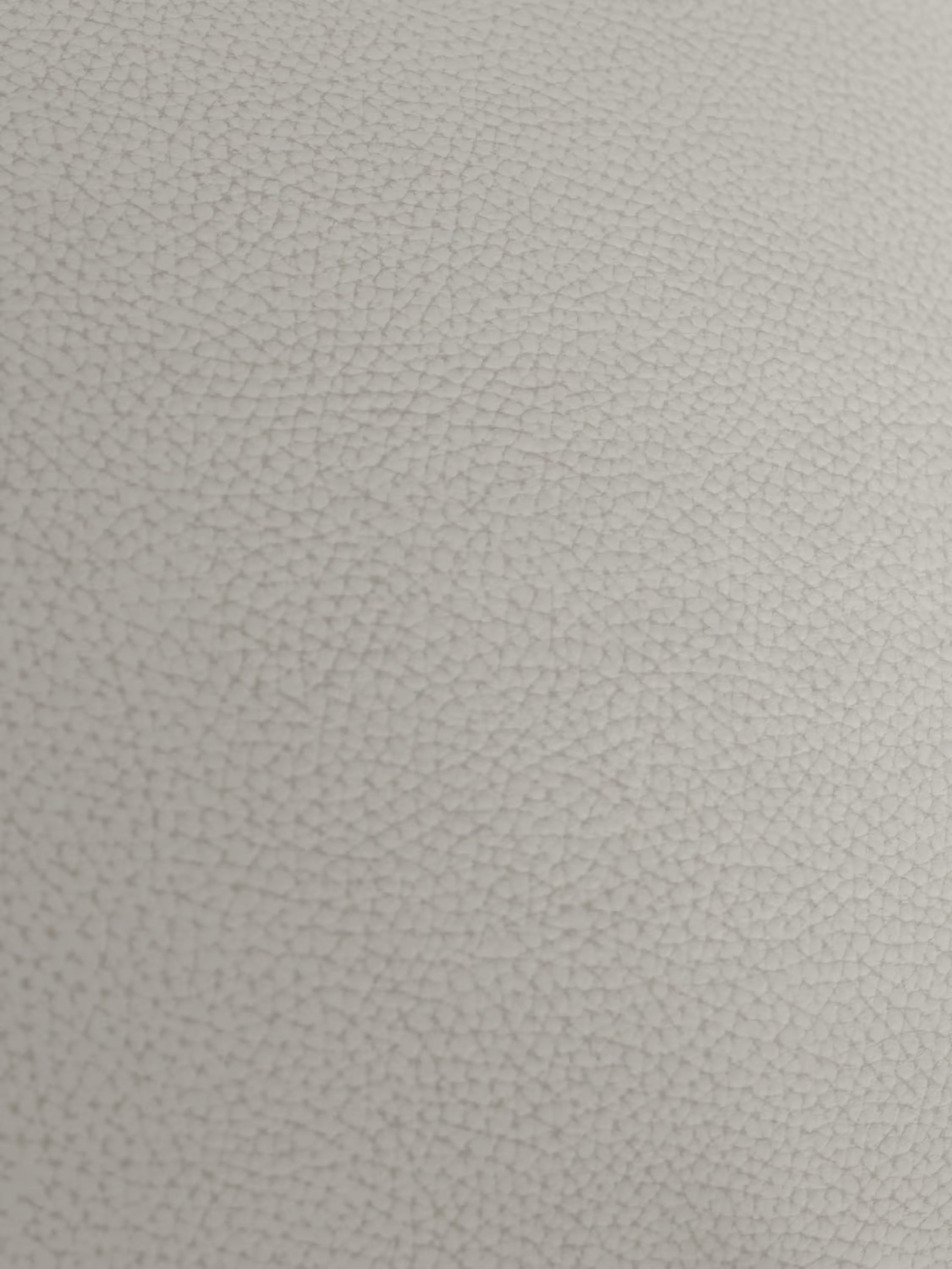 Primo piano di una superficie strutturata di colore grigio chiaro o bianco sporco, simile alla pelle o all’ecopelle, con minuscole protuberanze granulose distribuite uniformemente su tutto il materiale — simile alla lussuosa finitura del modello Chester – Divano Chesterfield in vera pelle spessorata a 2 e 3 posti di Divani.Store. Non sono visibili oggetti né forme distinte.